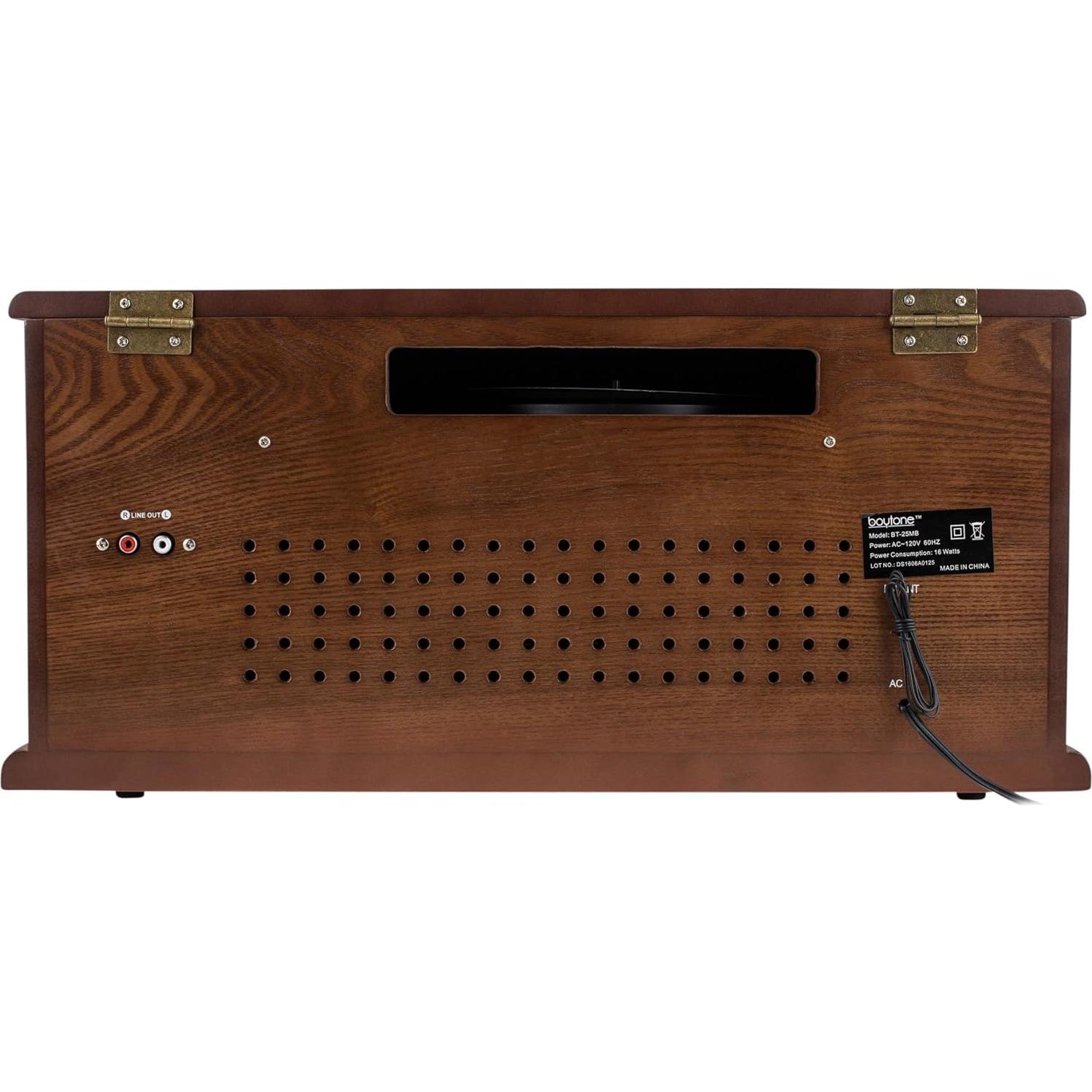 Sistema de Tocadiscos Boytone BT-25MB Madera Natural 8-en-1