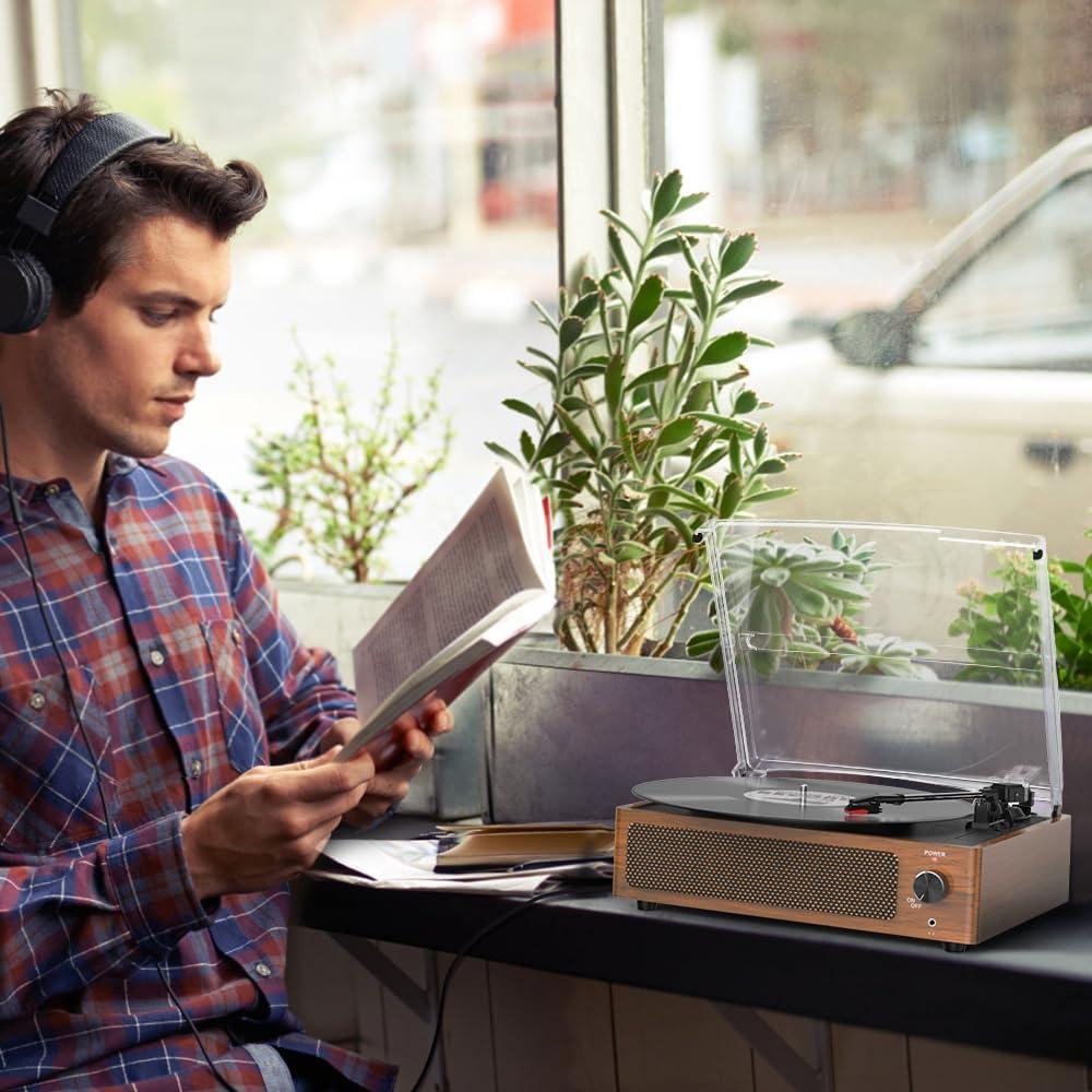 Tocadiscos Vintage WOCKODER R608 con Bluetooth y Altavoces