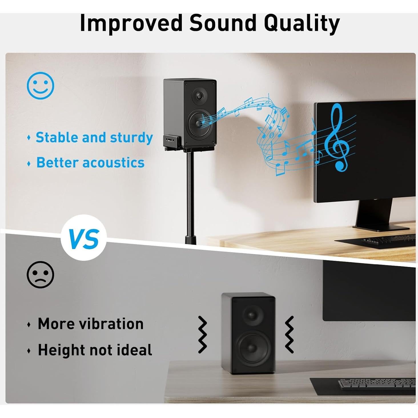 Soportes Universales para Altavoces PERLESMITH PSSS2 - Altura Ajustable 84.8 a 114.6 cm, 4.99 kg