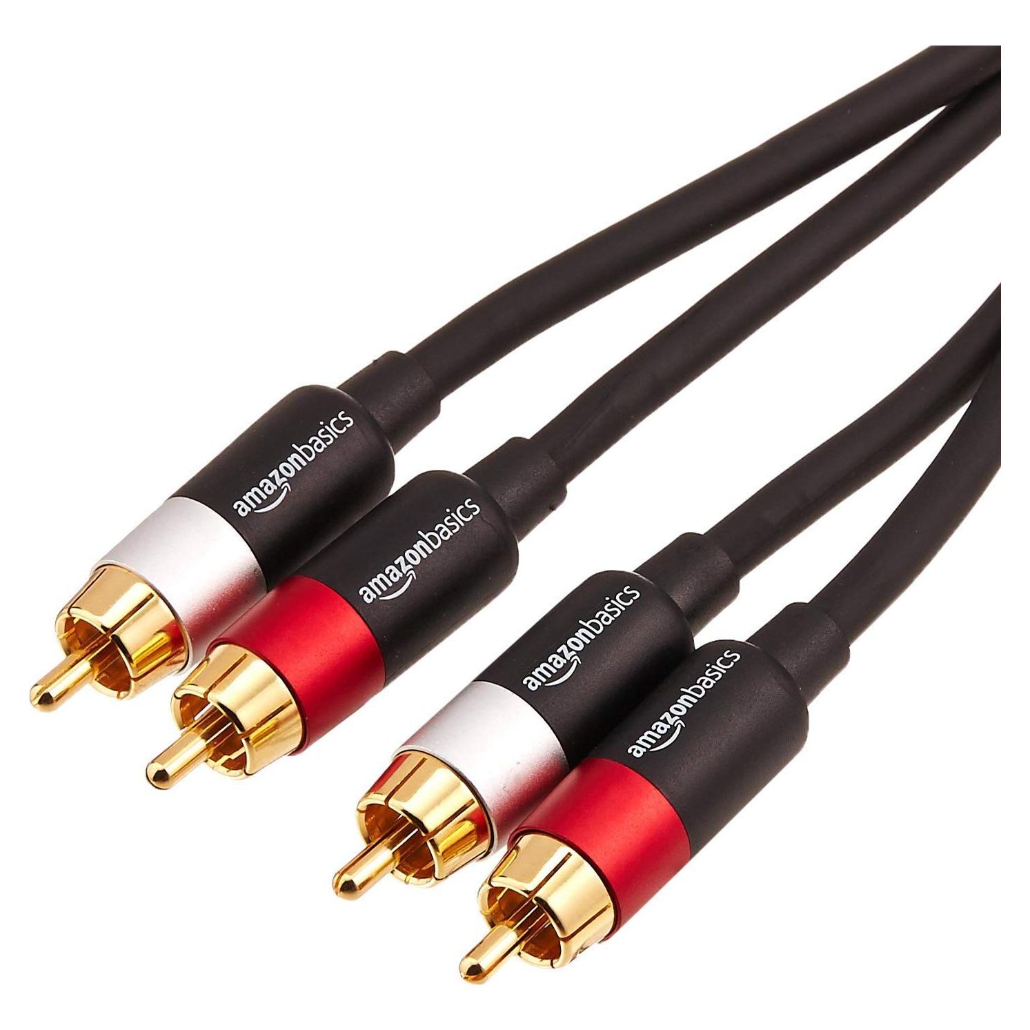 Cable RCA Estéreo Amazon Basics 1.22m Conectores Oro