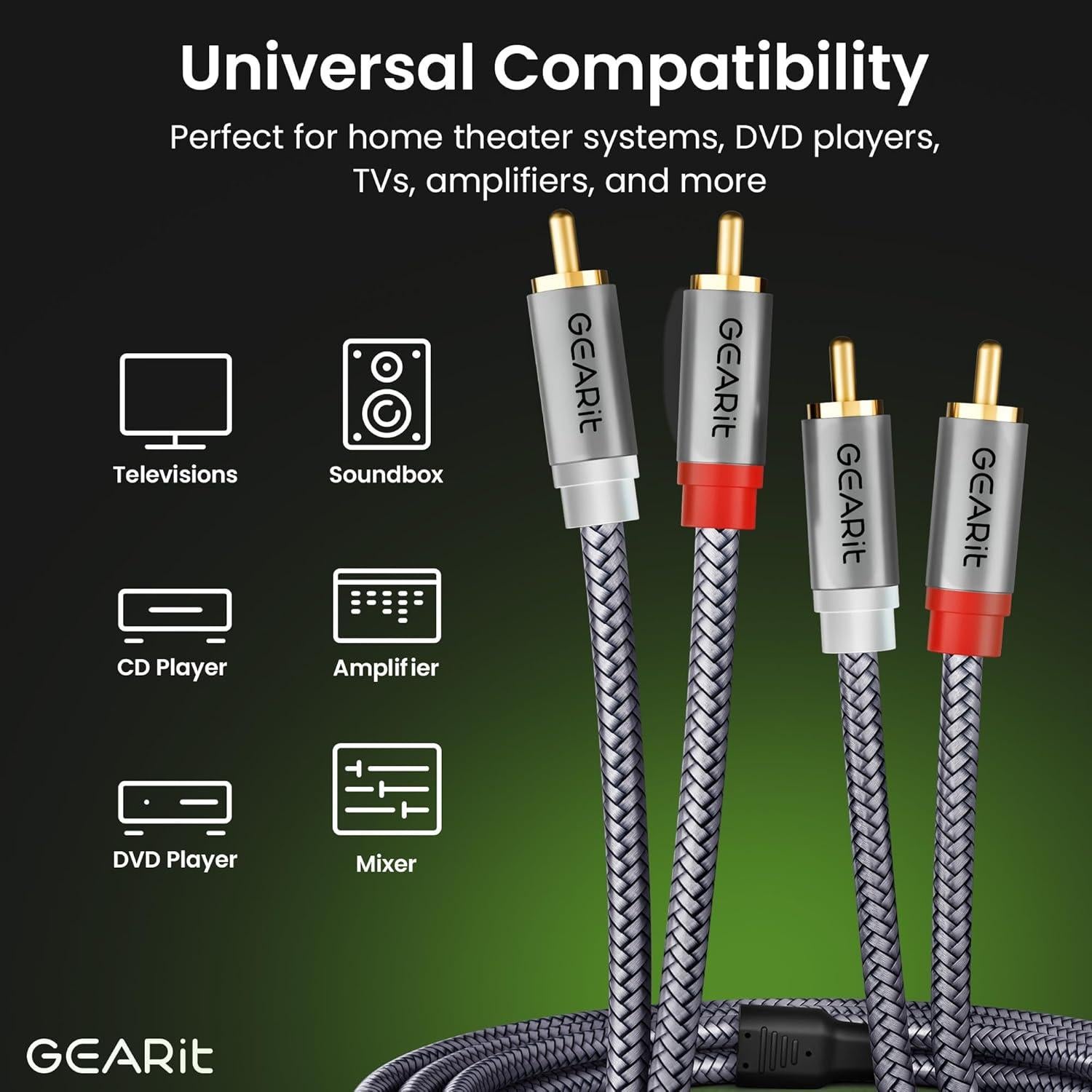 Cable RCA GEARit 3.05m Macho a Macho Audio Estéreo