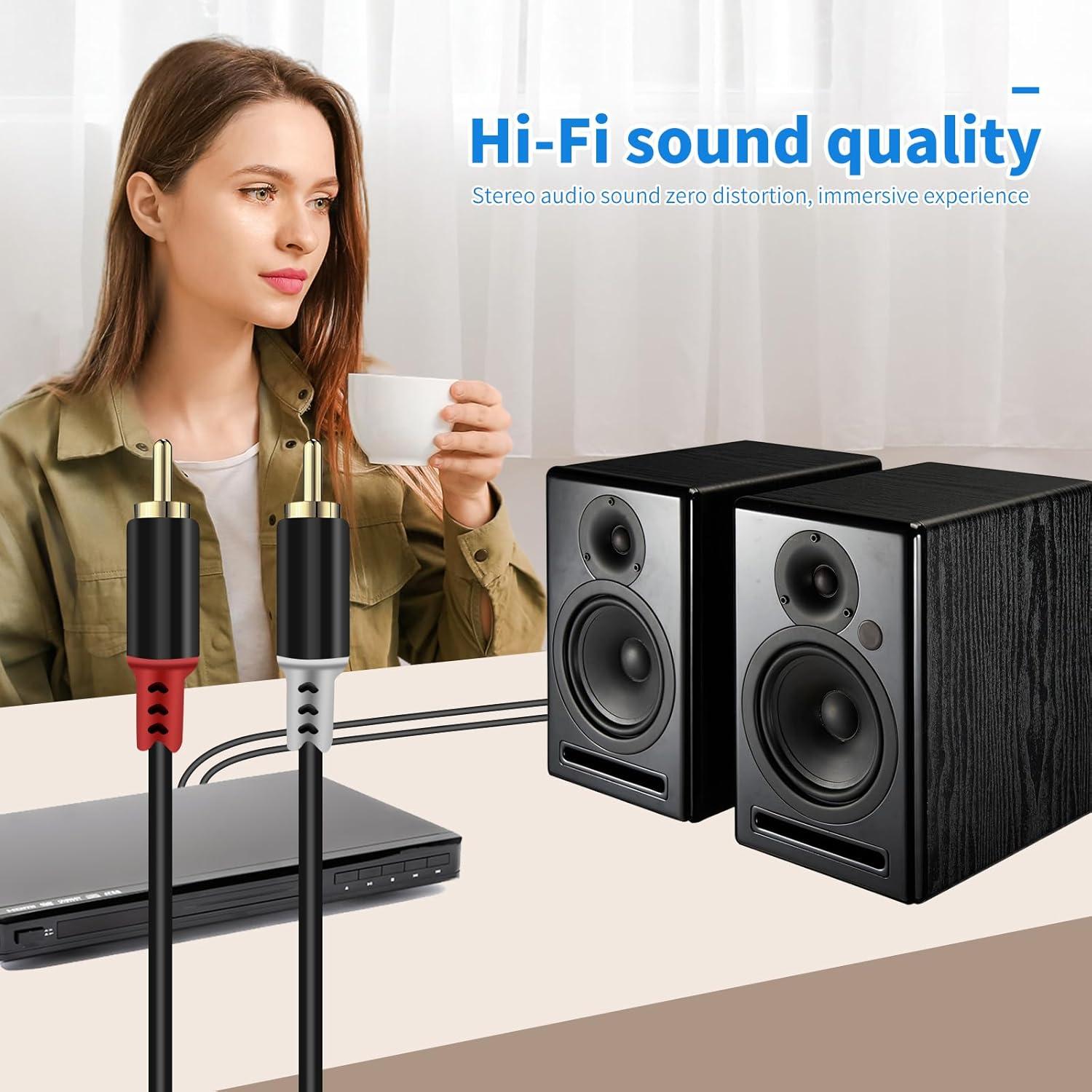 Adaptador RCA a Cable de Altavoz RULGOI 2.01m 20AWG