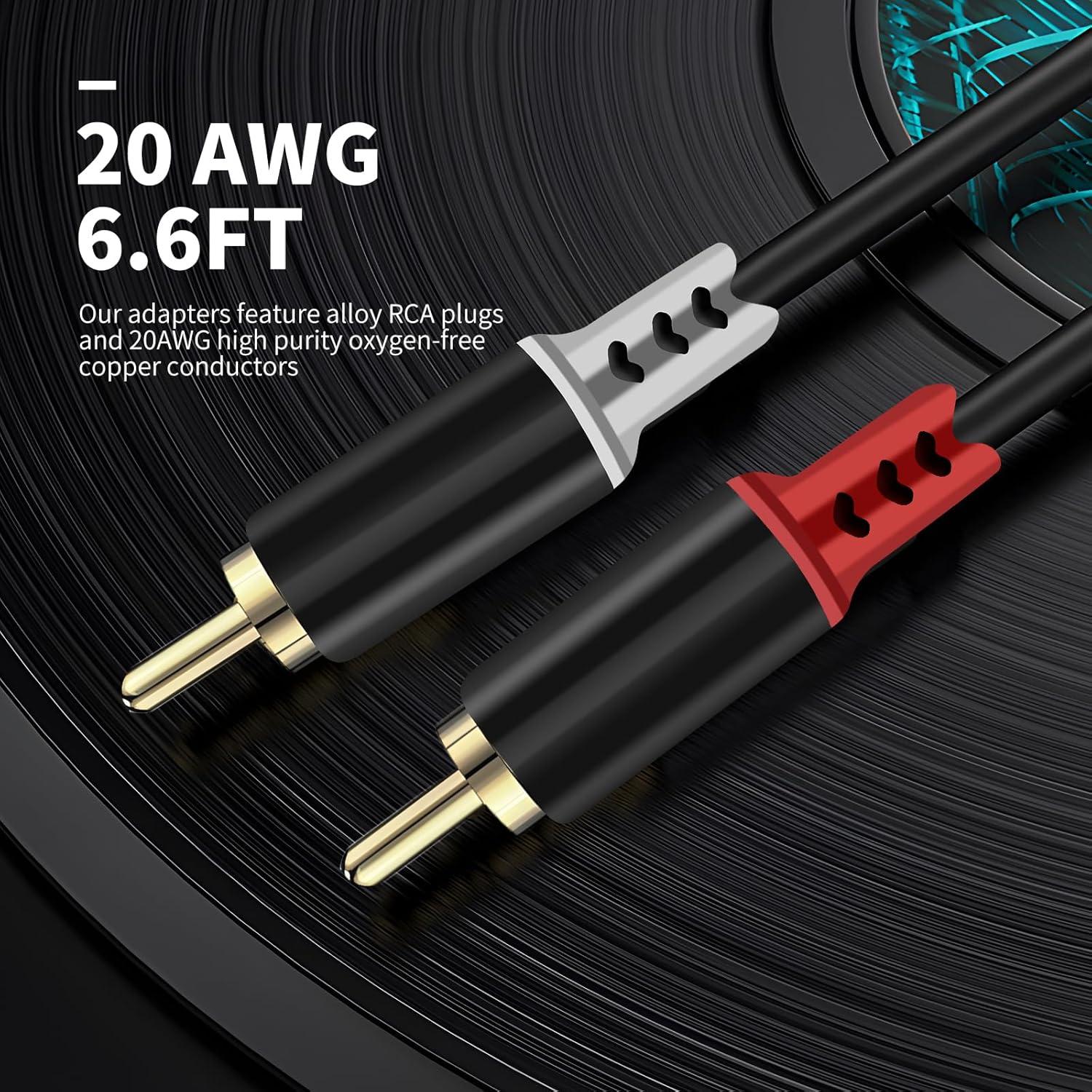 Adaptador RCA a Cable de Altavoz RULGOI 2.01m 20AWG