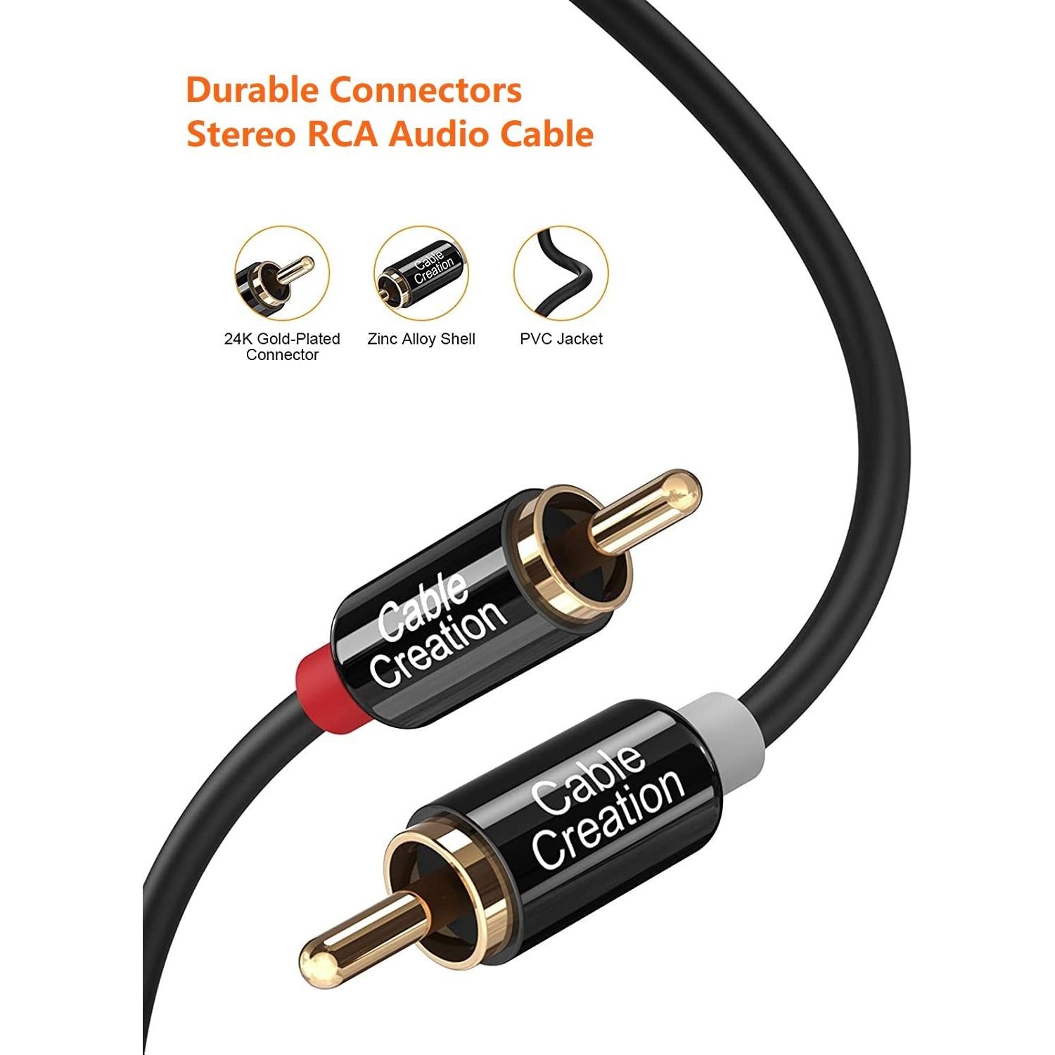 Cable RCA Estéreo 2RCA Macho a 2RCA 10 PIES CableCreation