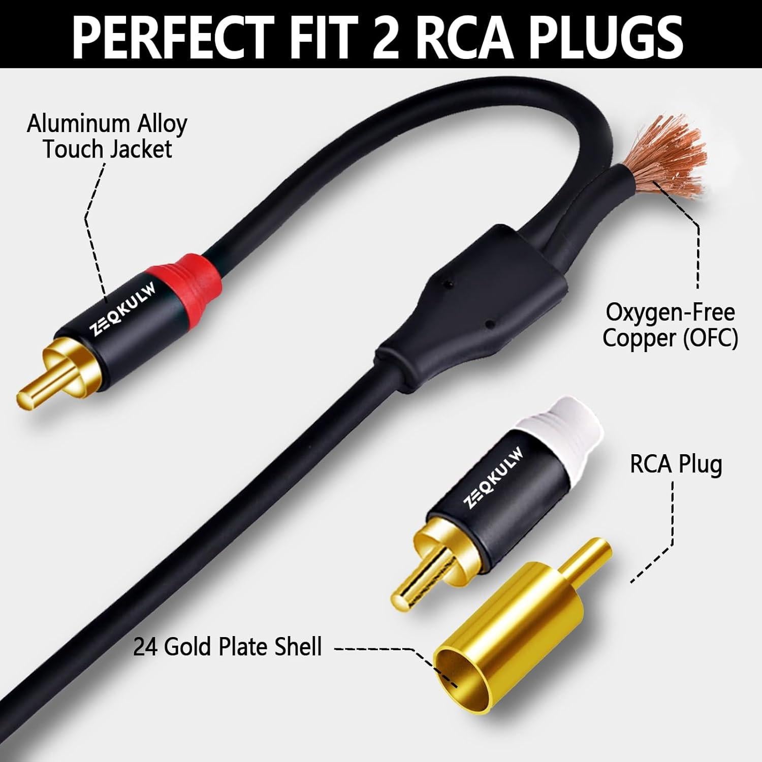 Cable de audio 2RCA macho a 2RCA macho ZEQKULW 4.57m