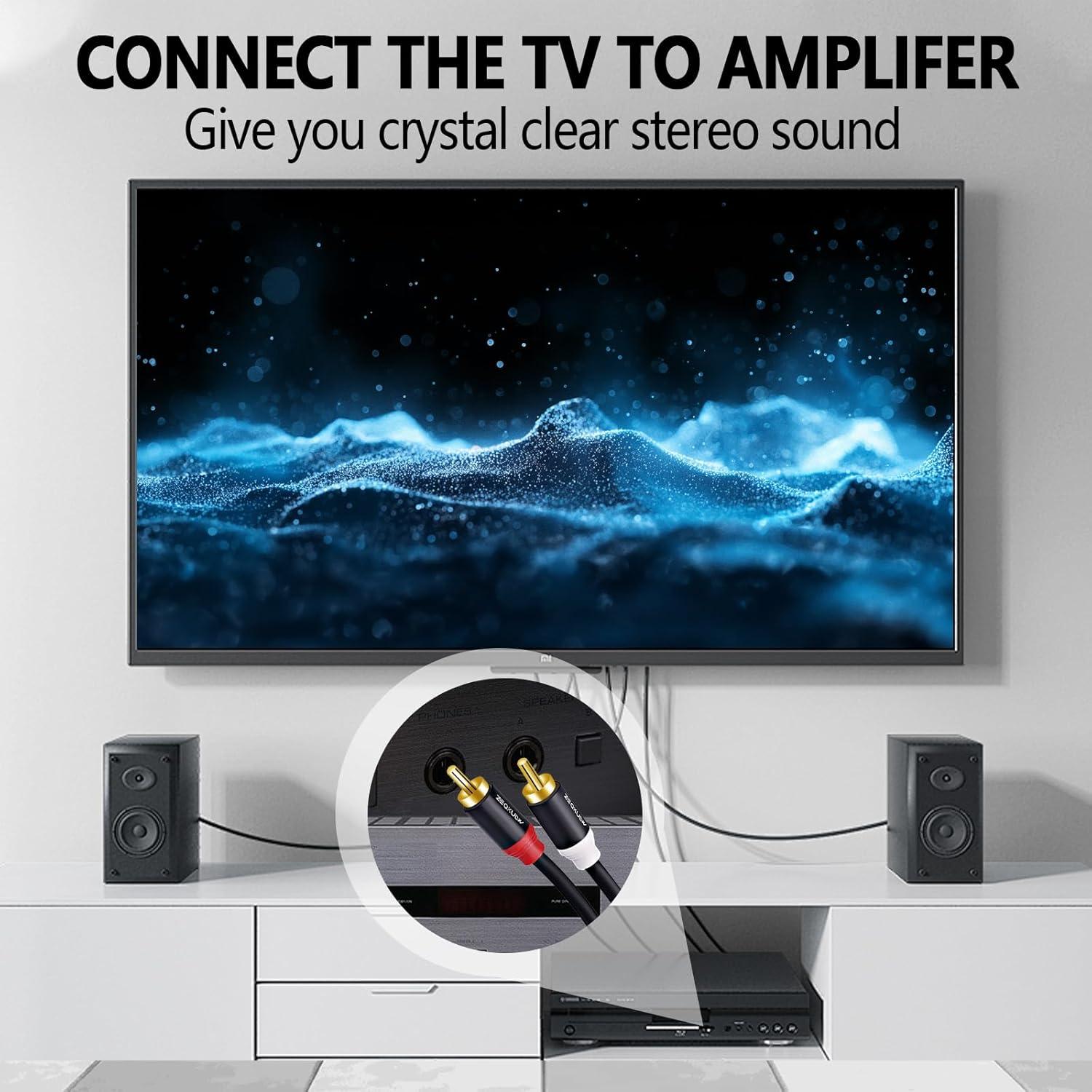 Cable de audio 2RCA macho a 2RCA macho ZEQKULW 4.57m