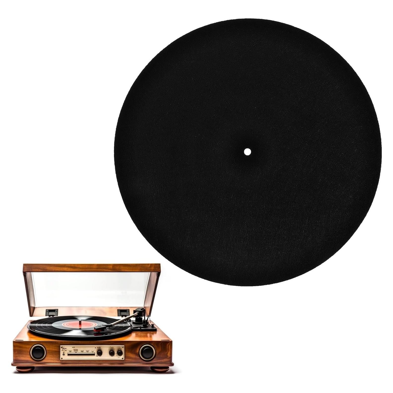 Alfombrilla de tocadiscos Ouligay 30 cm Vinilo Negro Antivibración