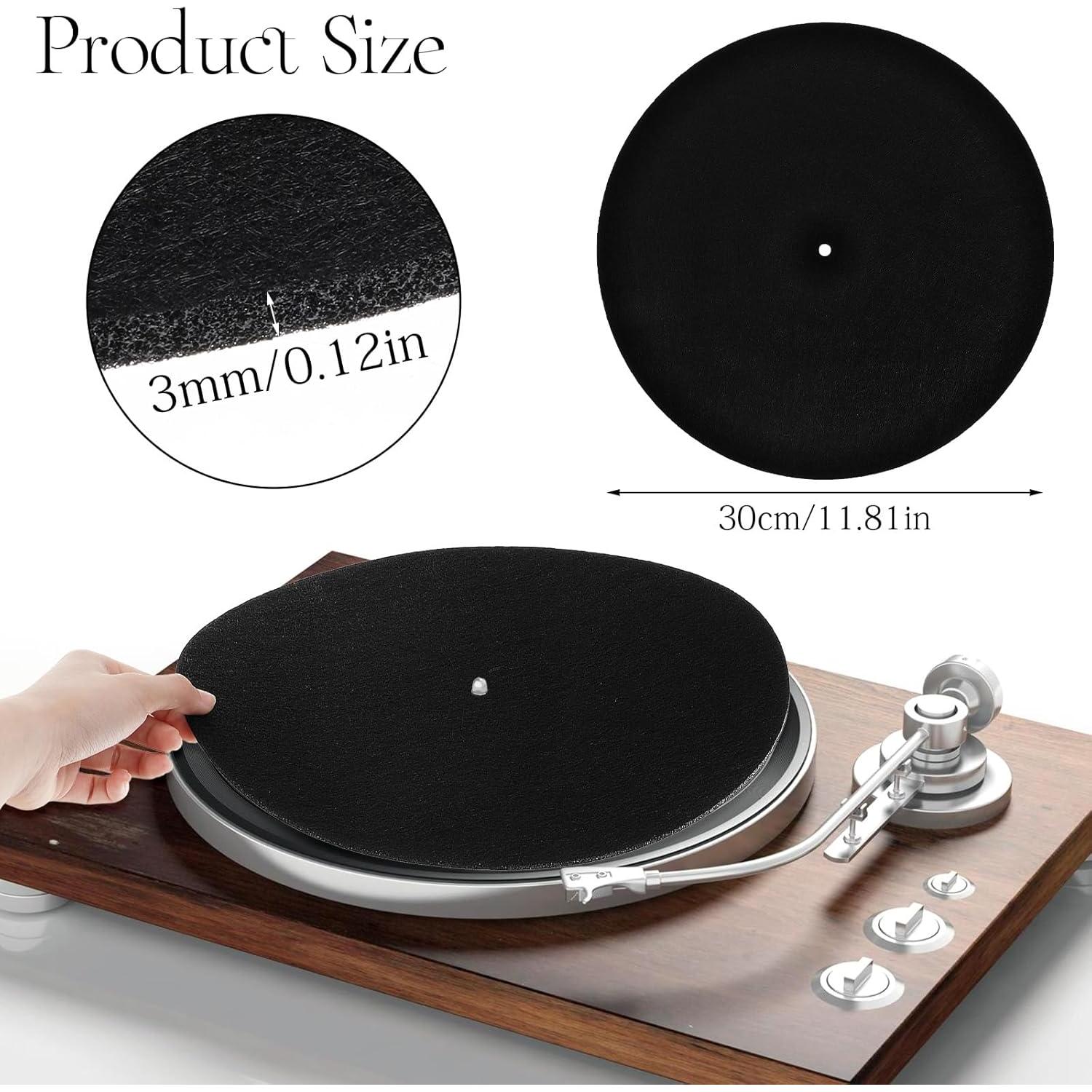 Alfombrilla de tocadiscos Ouligay 30 cm Vinilo Negro Antivibración