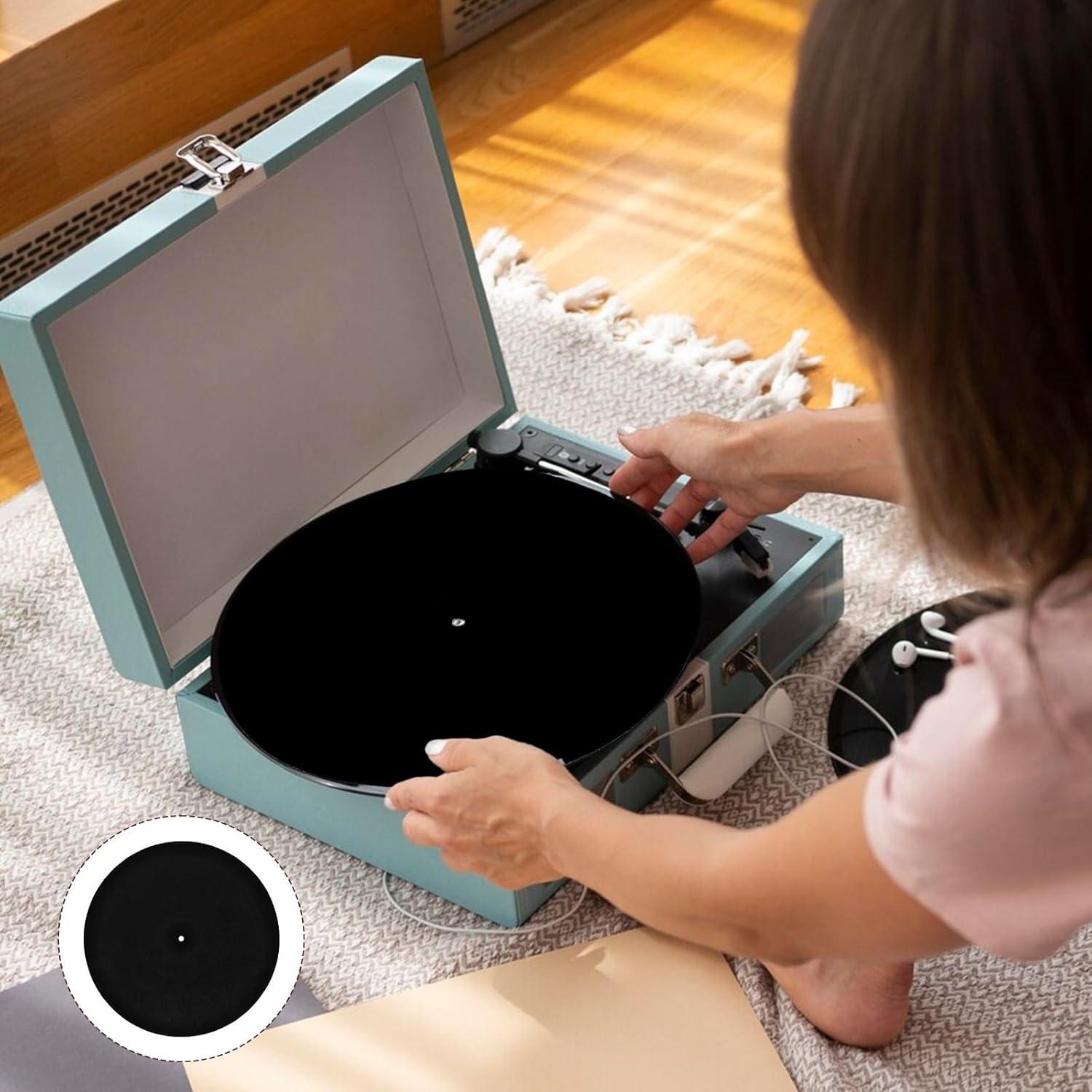 Alfombrilla de tocadiscos Ouligay 30 cm Vinilo Negro Antivibración