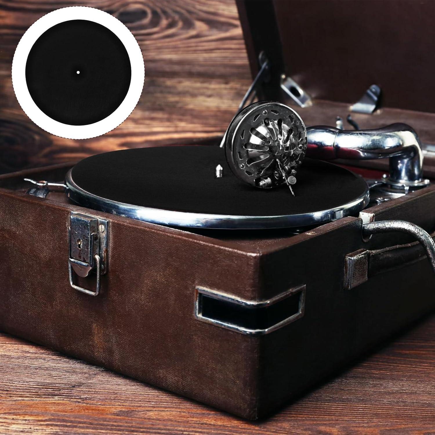 Alfombrilla de tocadiscos Ouligay 30 cm Vinilo Negro Antivibración