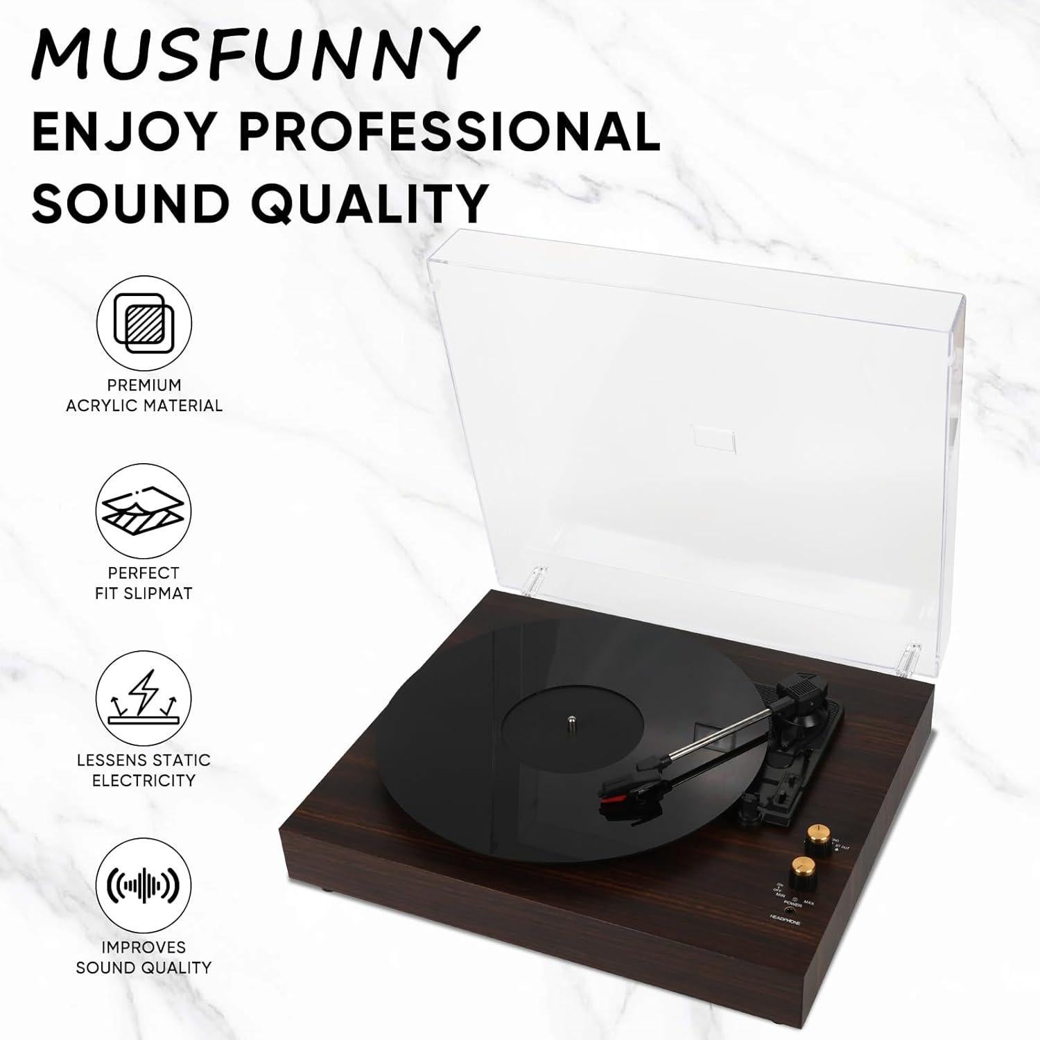 Alfombrilla de Tocadiscos Acrílico 12" Antiestática Musfunny