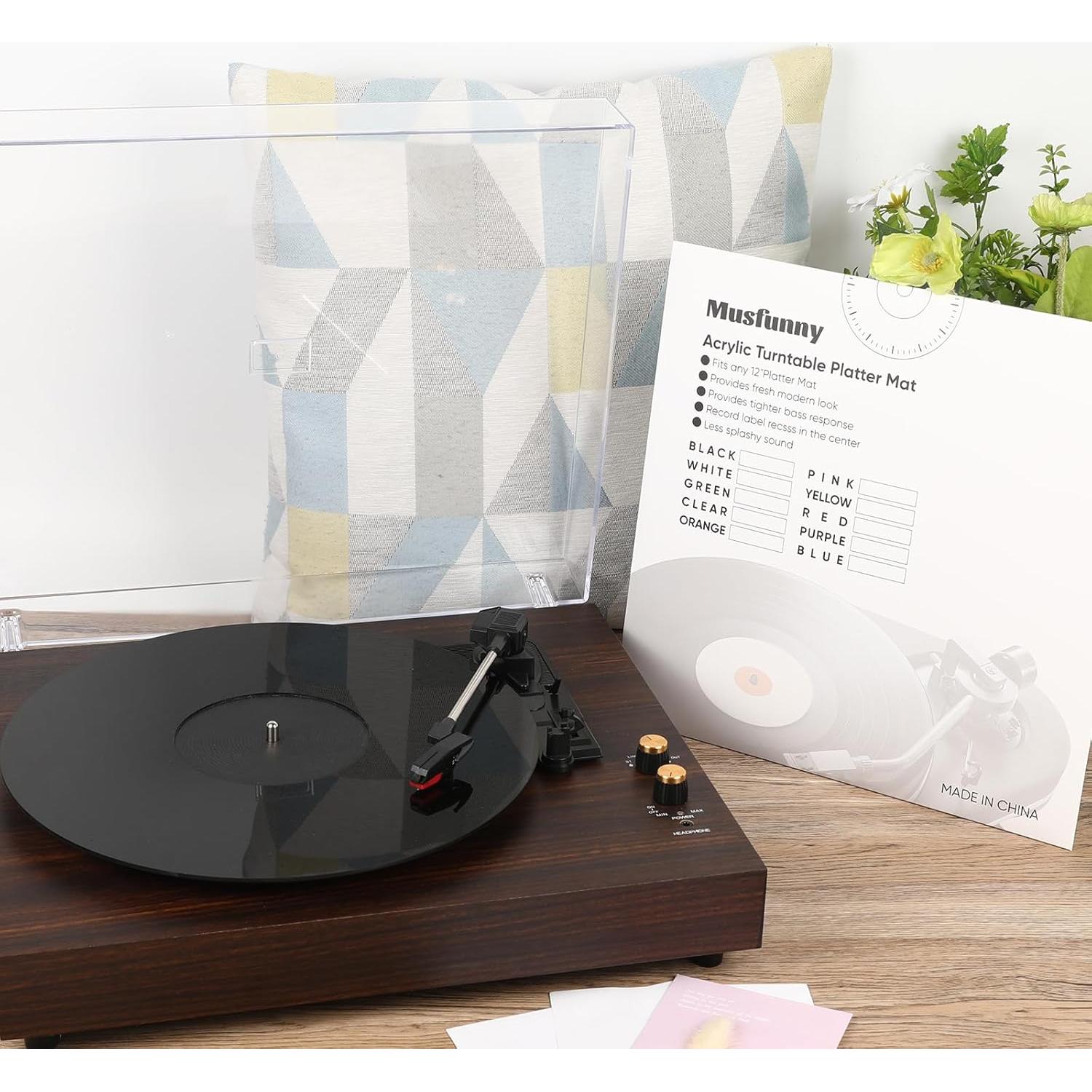 Alfombrilla de Tocadiscos Acrílico 12" Antiestática Musfunny