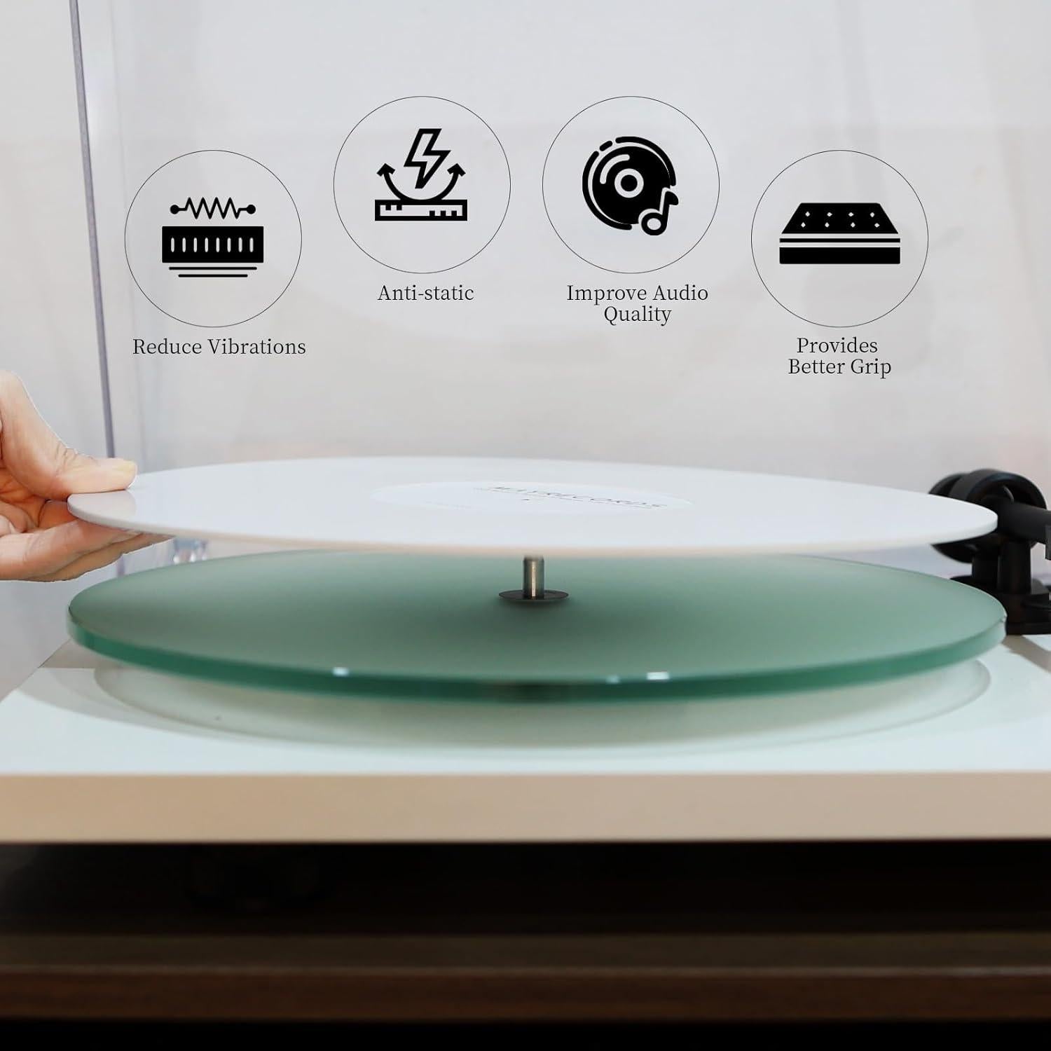 Mat Antideslizante para Tornamesa 12 Pulgadas - Fieltro Acrílico Blanco