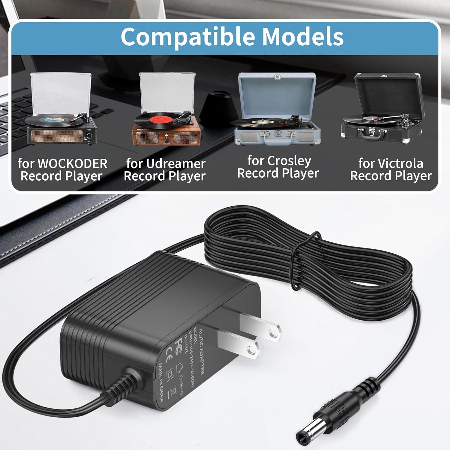 Cable de Alimentación 5V Tesenbai para Tocadiscos Crosley