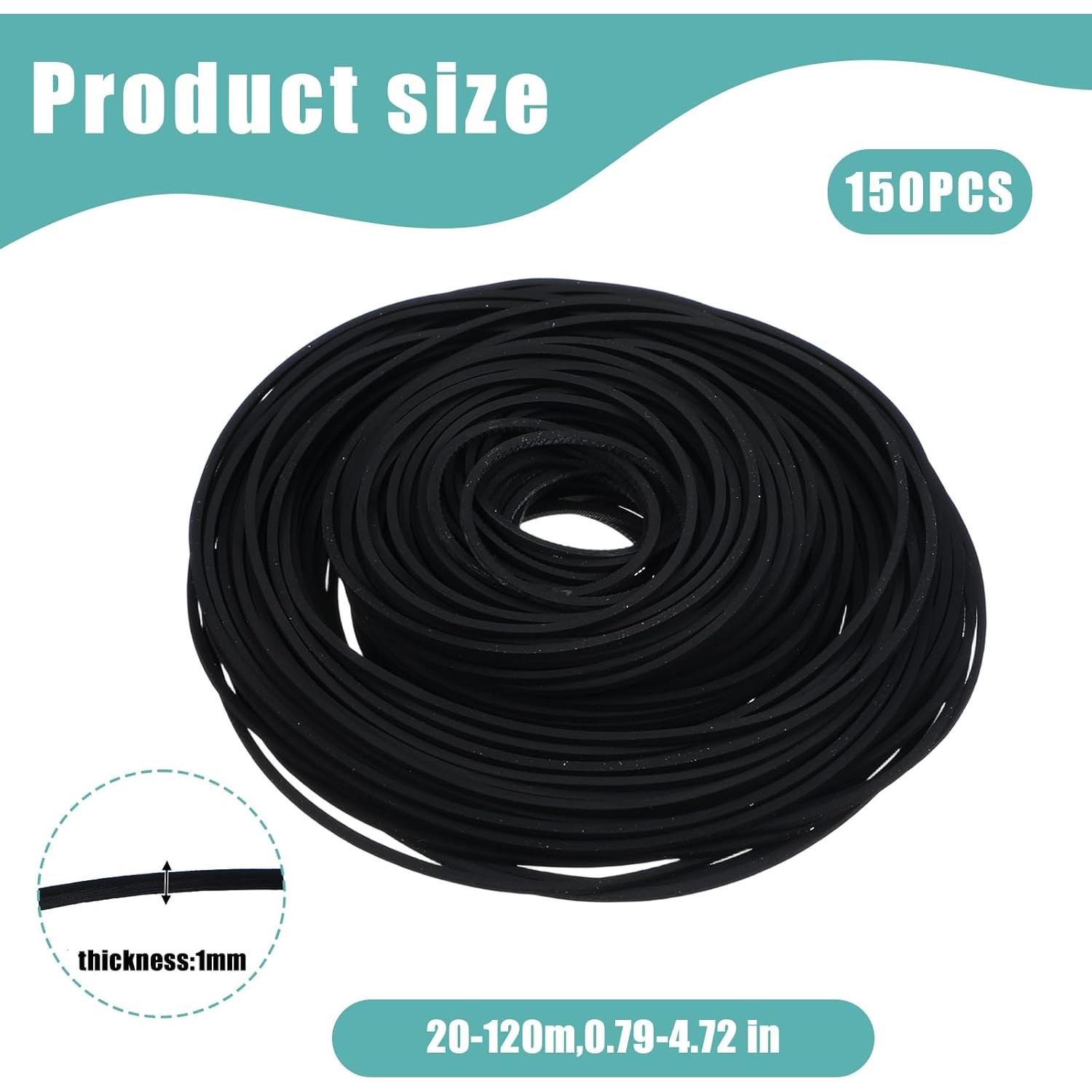 150 Correas de Casete Classicseali 20-120mm Caucho 1mm