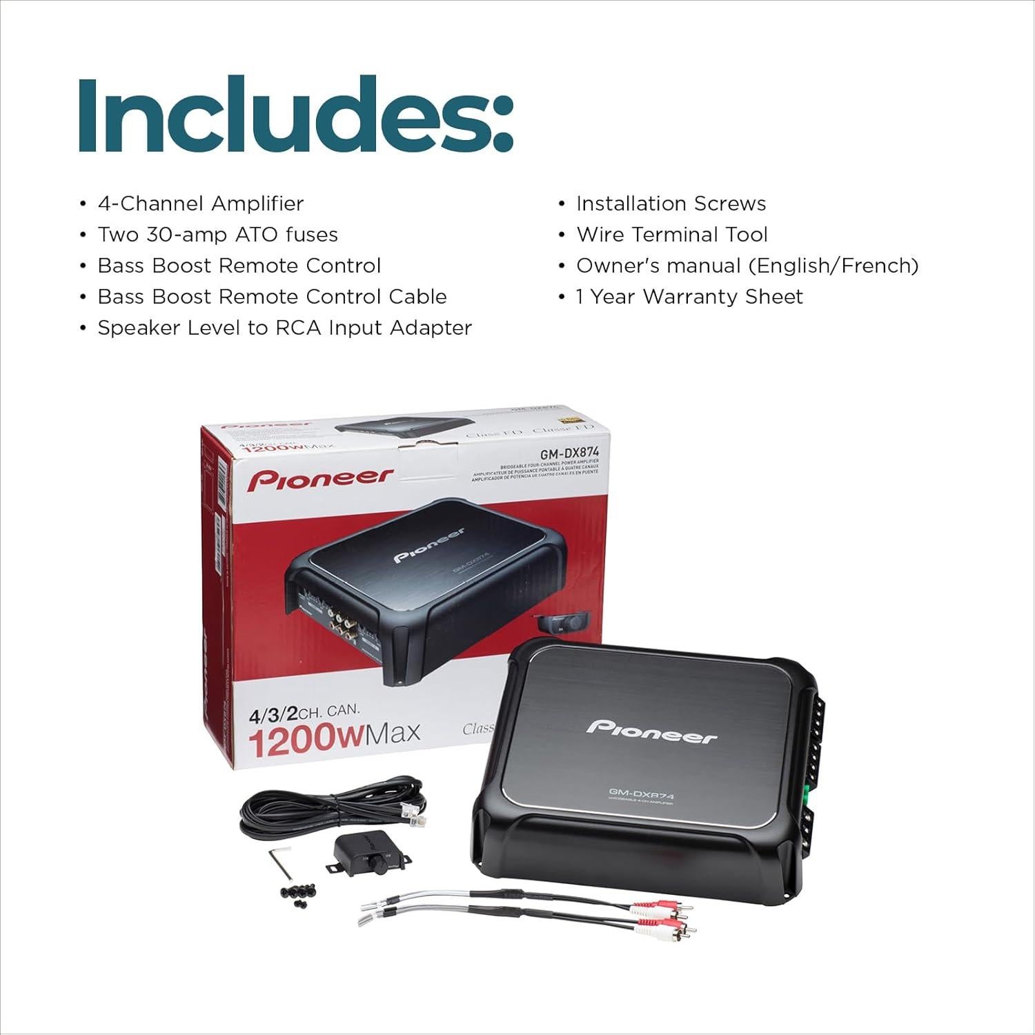 Amplificador Pioneer GM-DX874 1200W 4 Canales Compacto