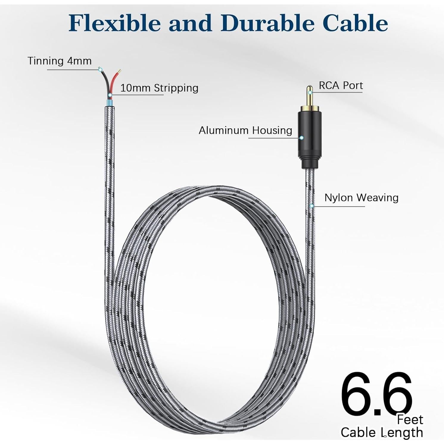 Adaptador RCA Macho a Macho JOLGOO 2 Metros Alta Calidad Sonido