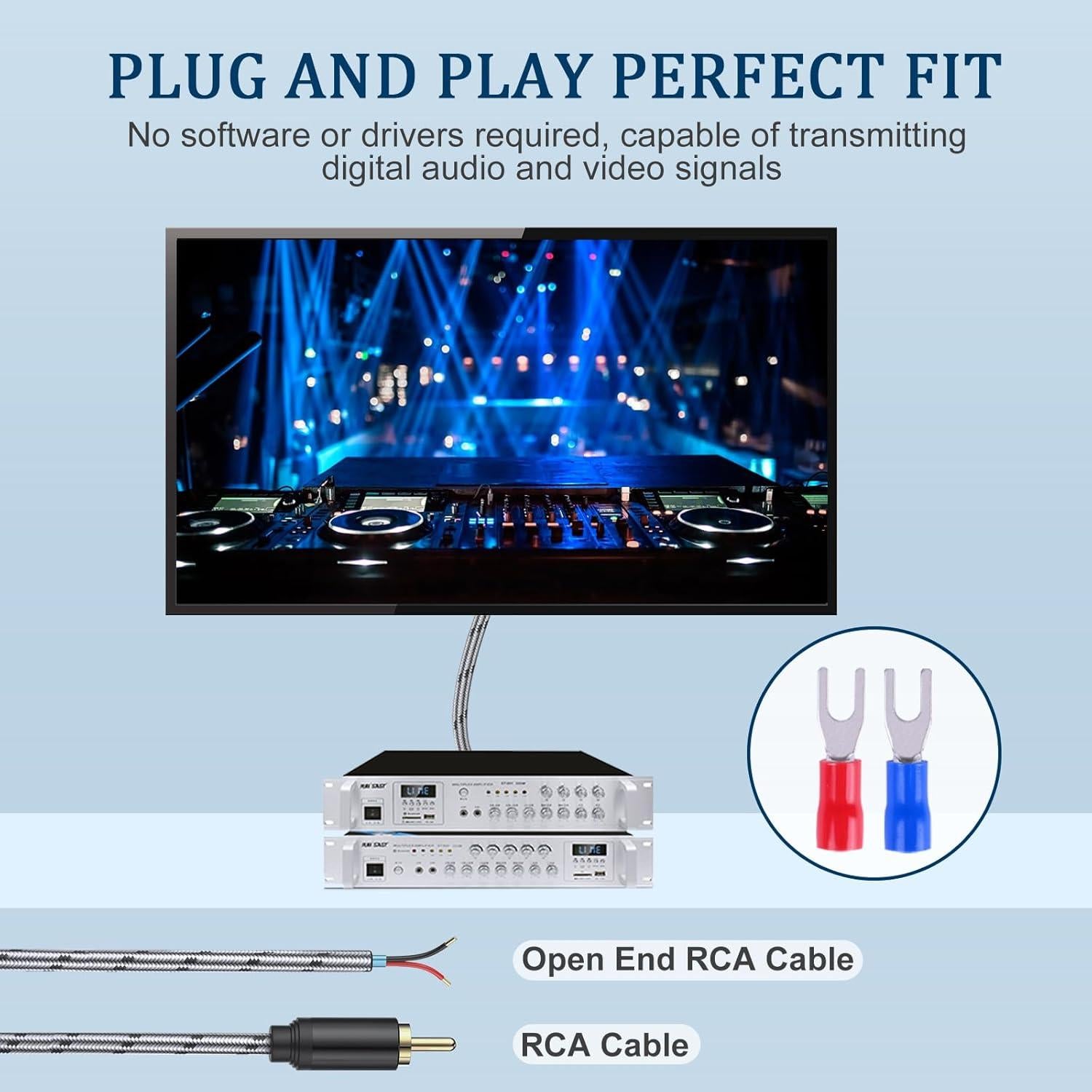 Adaptador RCA Macho a Macho JOLGOO 2 Metros Alta Calidad Sonido