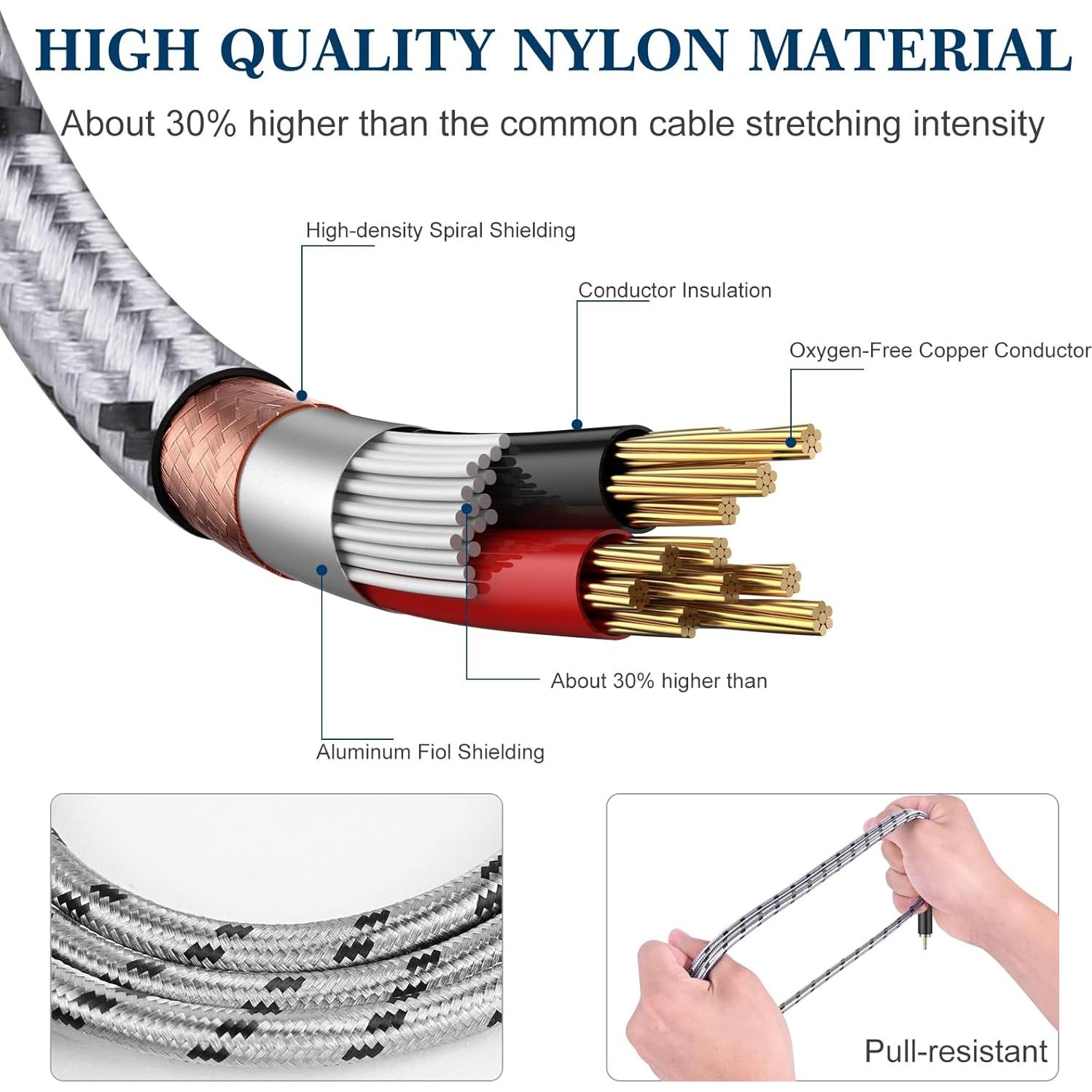Adaptador RCA Macho a Macho JOLGOO 2 Metros Alta Calidad Sonido