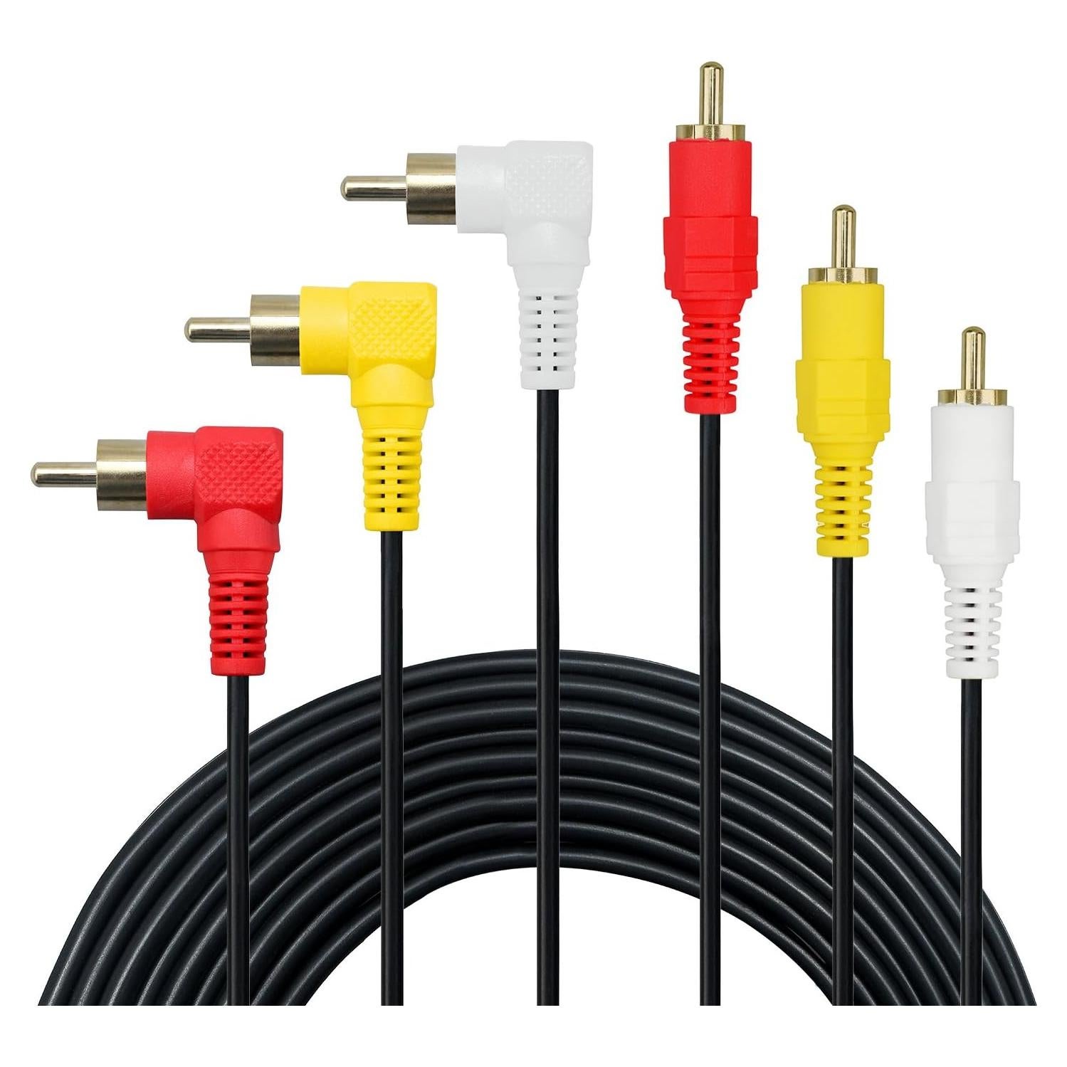 Cable RCA Macho a Macho 4.5m Intotal Ángulo Recto Chapado Oro