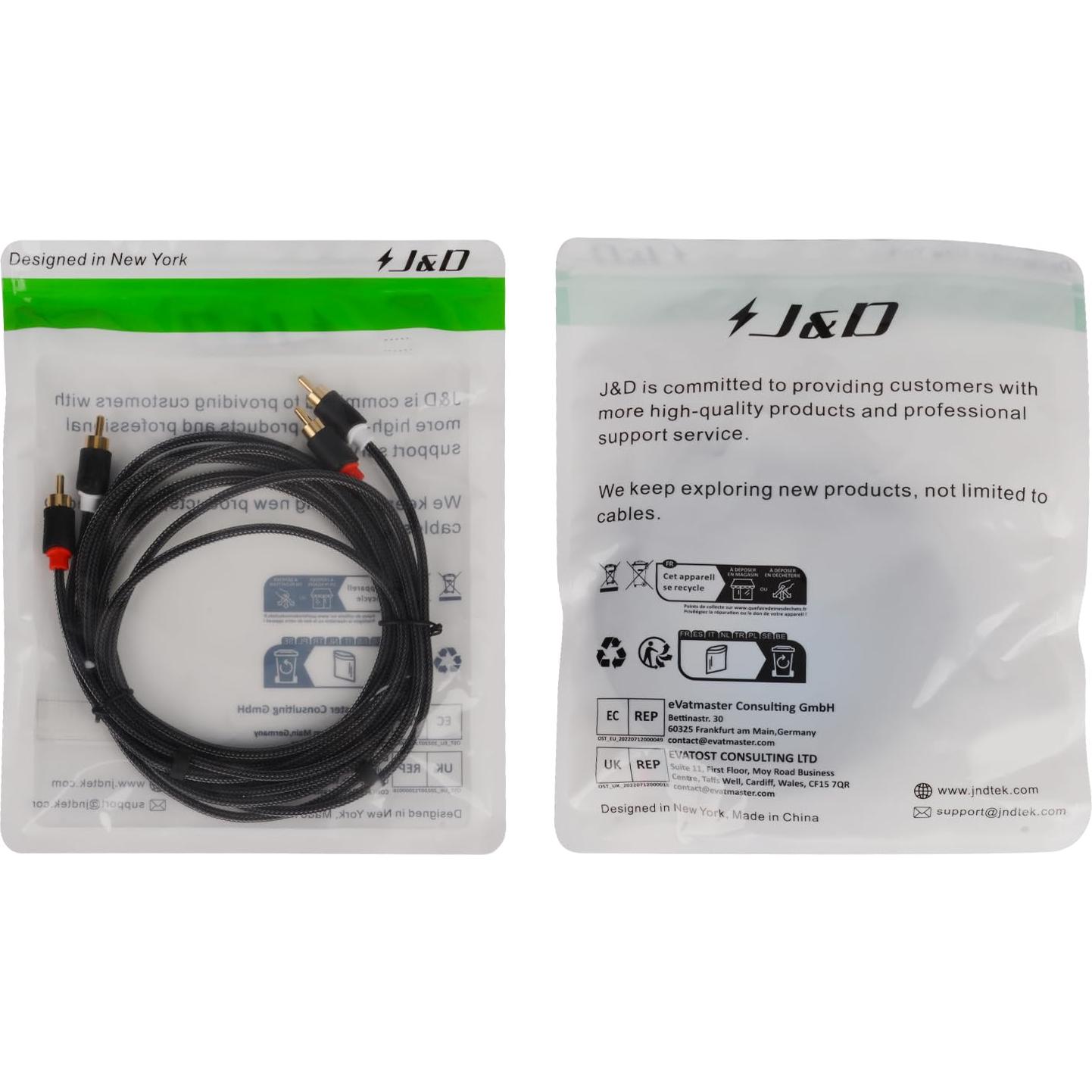 Cable de Audio RCA J&D 2 RCA Macho a Macho 1.83m Estéreo