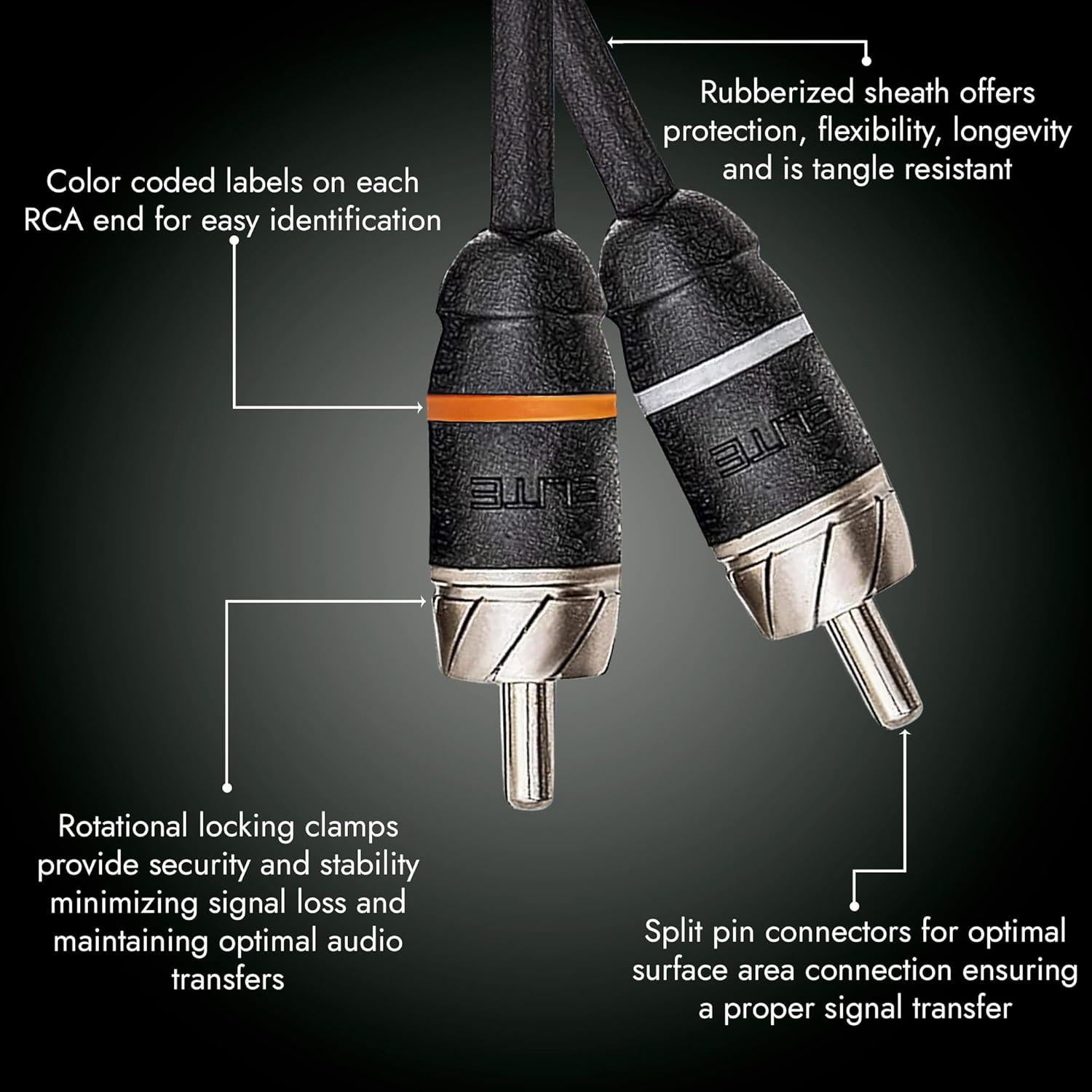 Cable RCA de Audio Elite Audio 4.57m 2-Canal Doble Apantallado