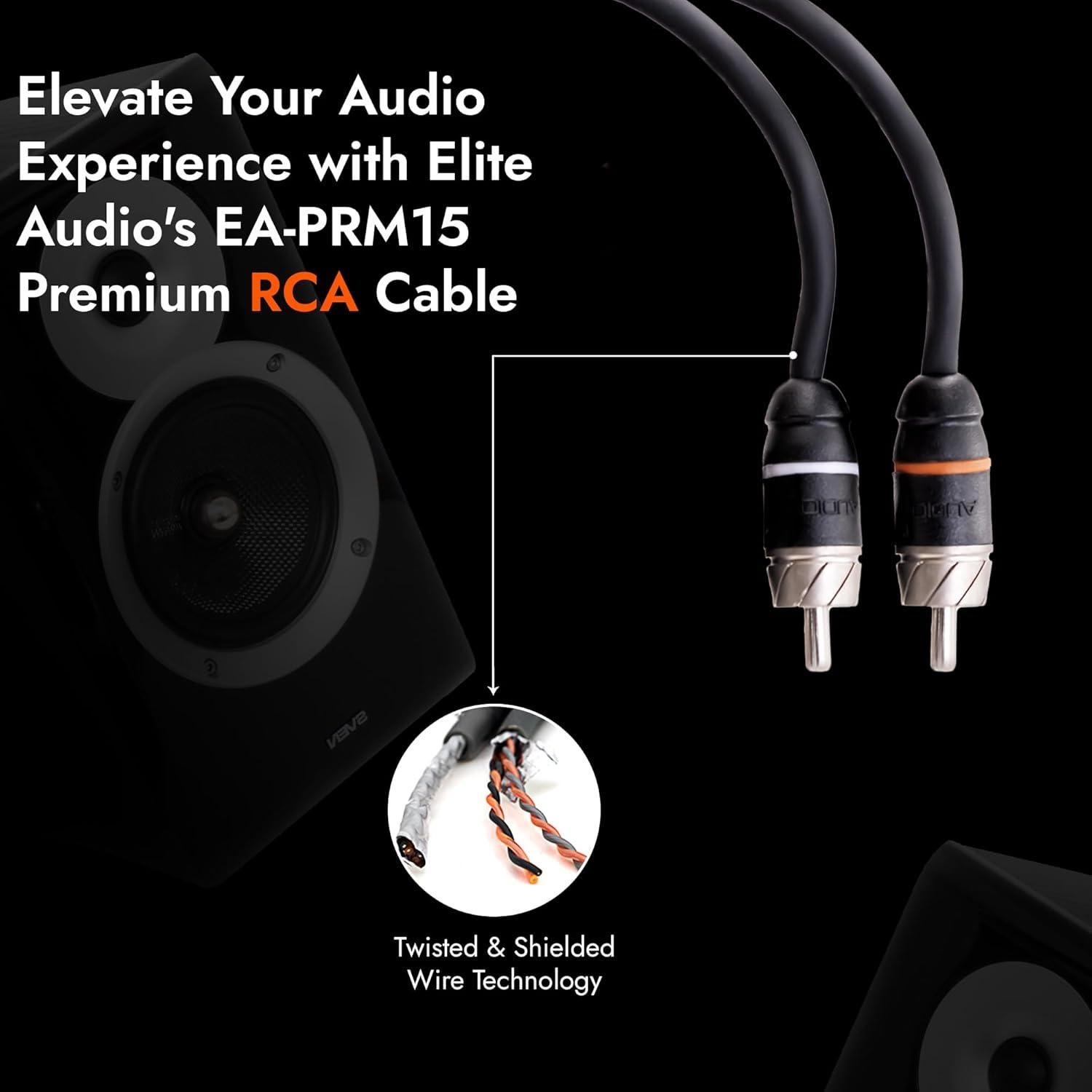 Cable RCA de Audio Elite Audio 4.57m 2-Canal Doble Apantallado