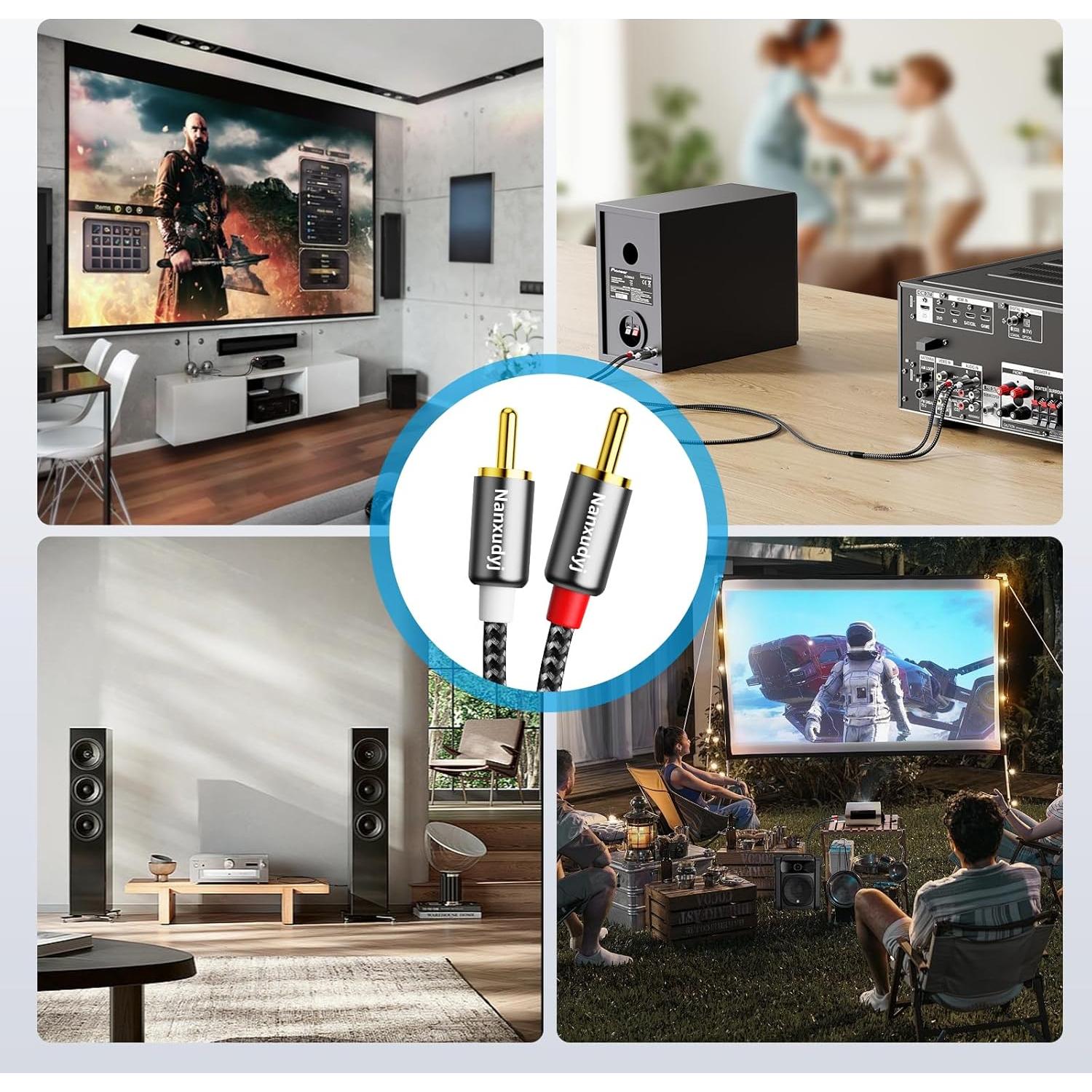 Cable de Audio 2RCA Macho a Macho 0.91m Nanxudyj Dorado