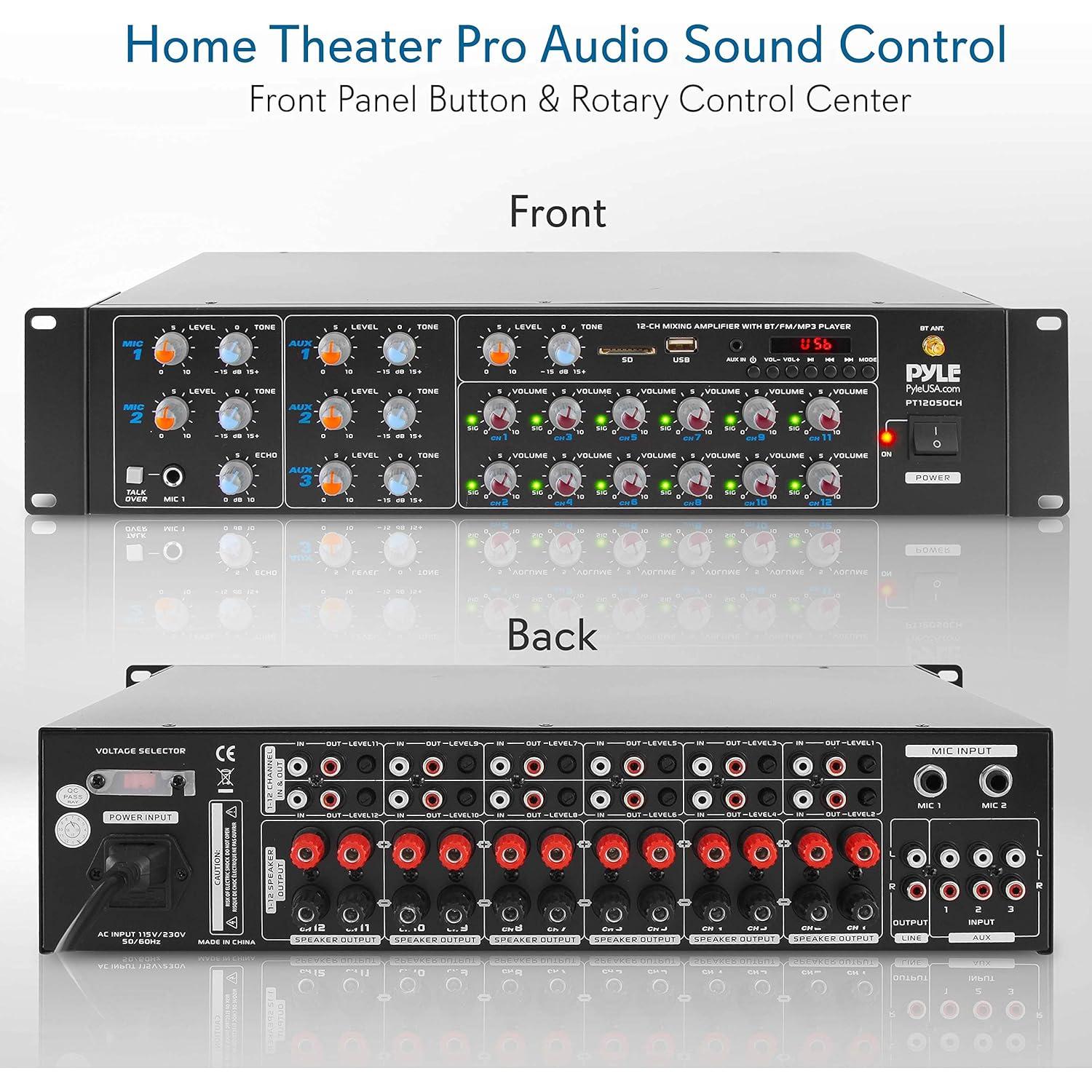 Amplificador de Potencia Pyle PT12050CH.5 Bluetooth 6000W