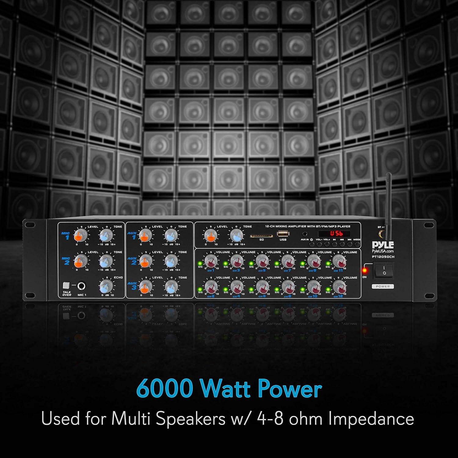 Amplificador de Potencia Pyle PT12050CH.5 Bluetooth 6000W