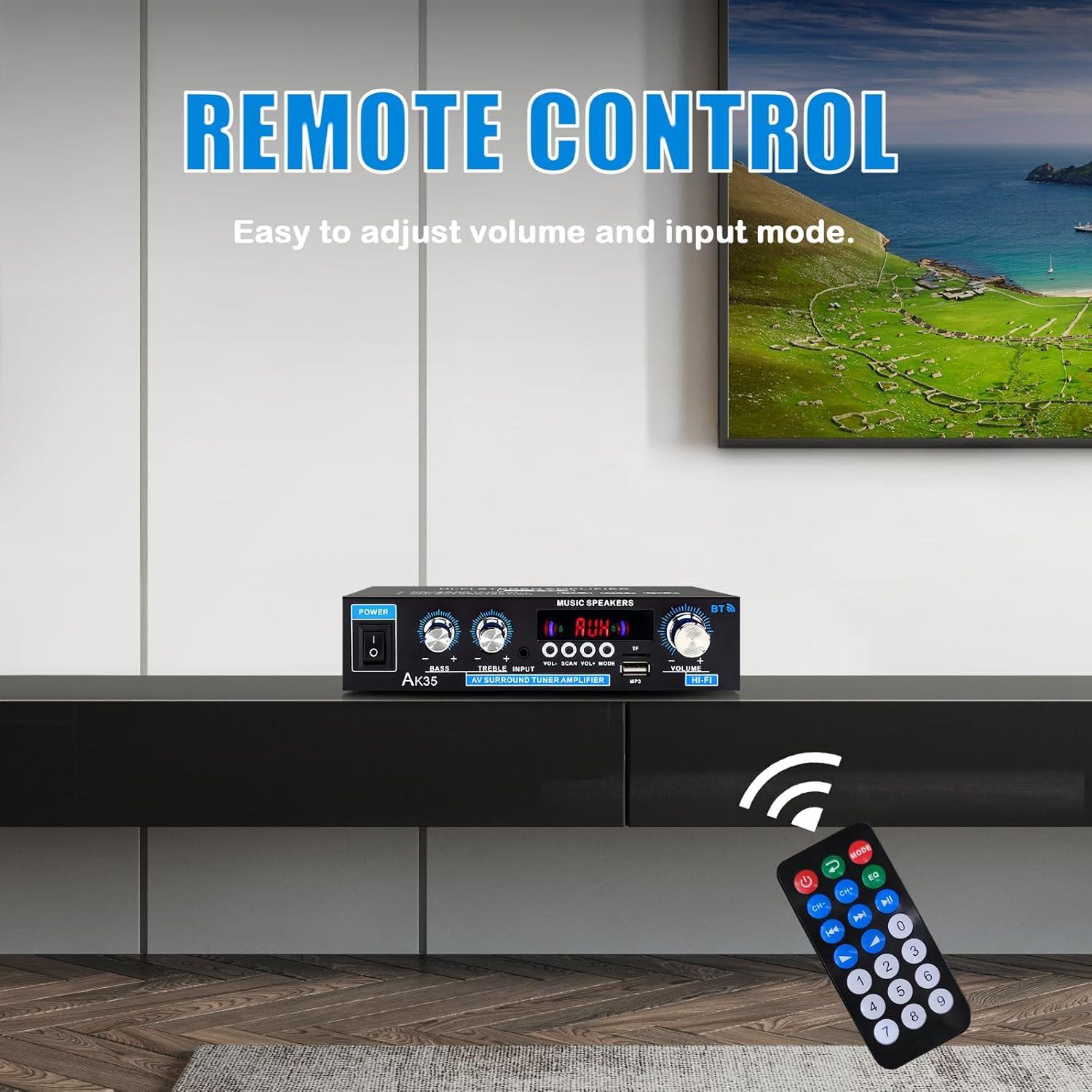 Amplificador Estéreo AK35 200W Bluetooth 5.0 2.0 Canales