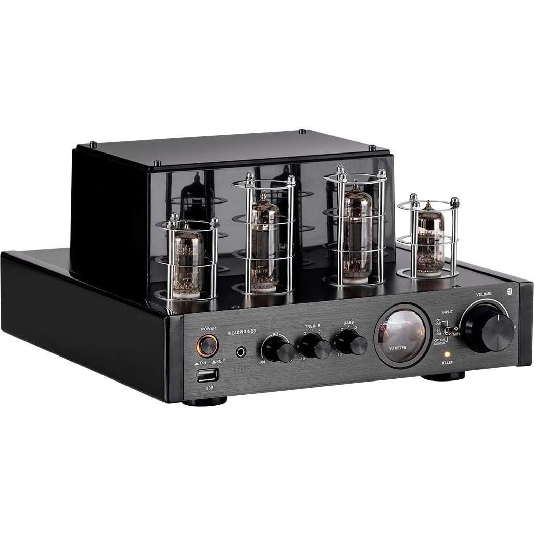 Amplificador Híbrido Estéreo Monoprice 25W Bluetooth RCA Óptico