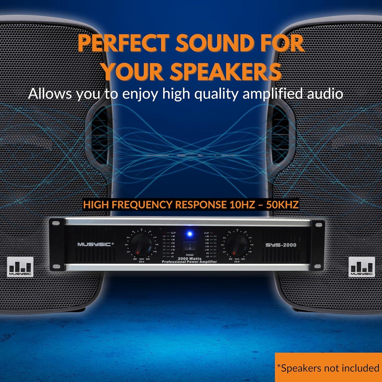 Amplificador de Audio Estéreo MUSYSIC SYS-2000 2000W 2 Canales