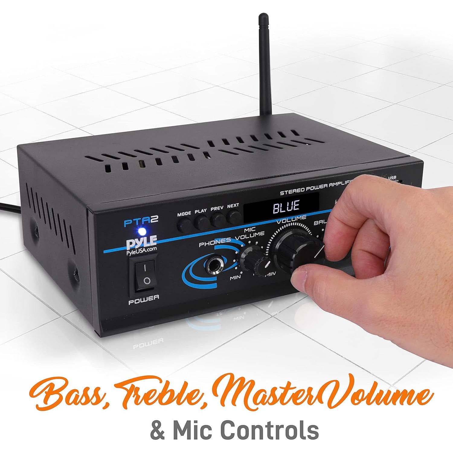 Amplificador de Potencia Estéreo Pyle PTA2 - 2x40W Bluetooth