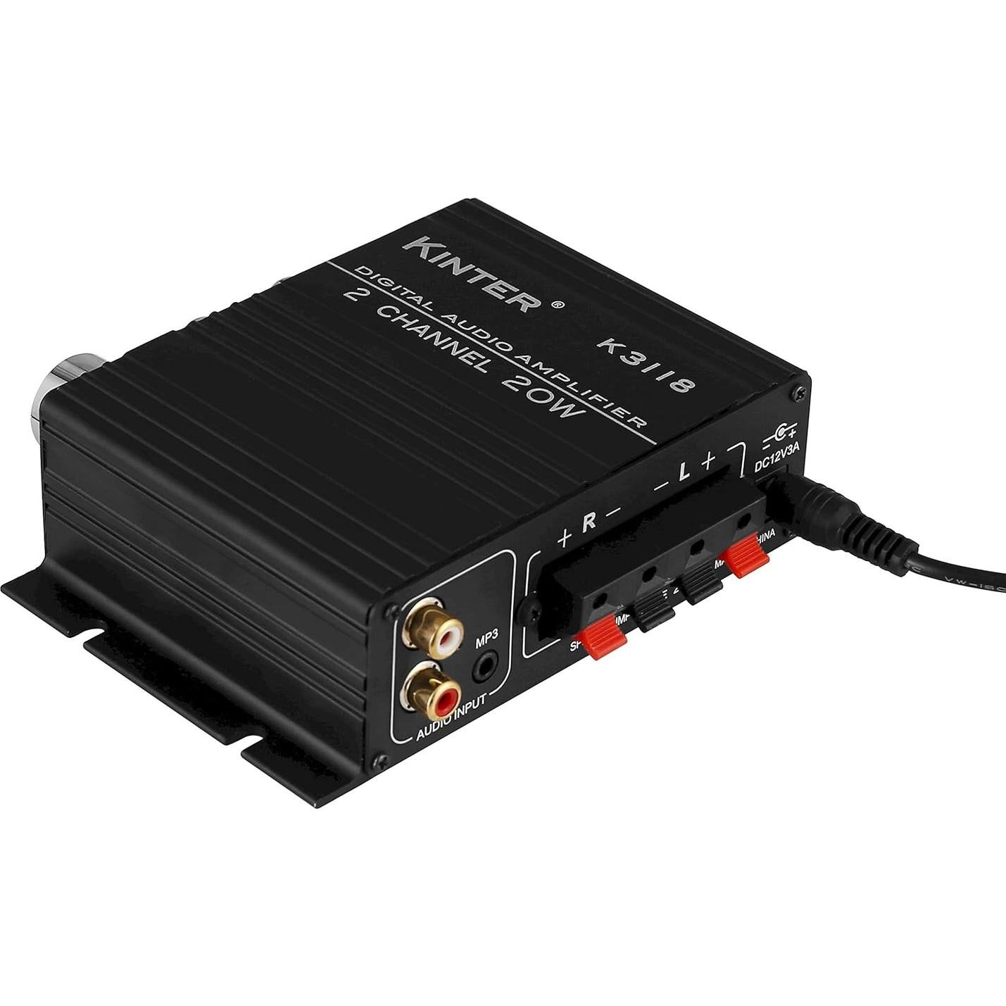 Amplificador Estéreo Kinter K3118 Hi-Fi 2x15W con Fuente 12V