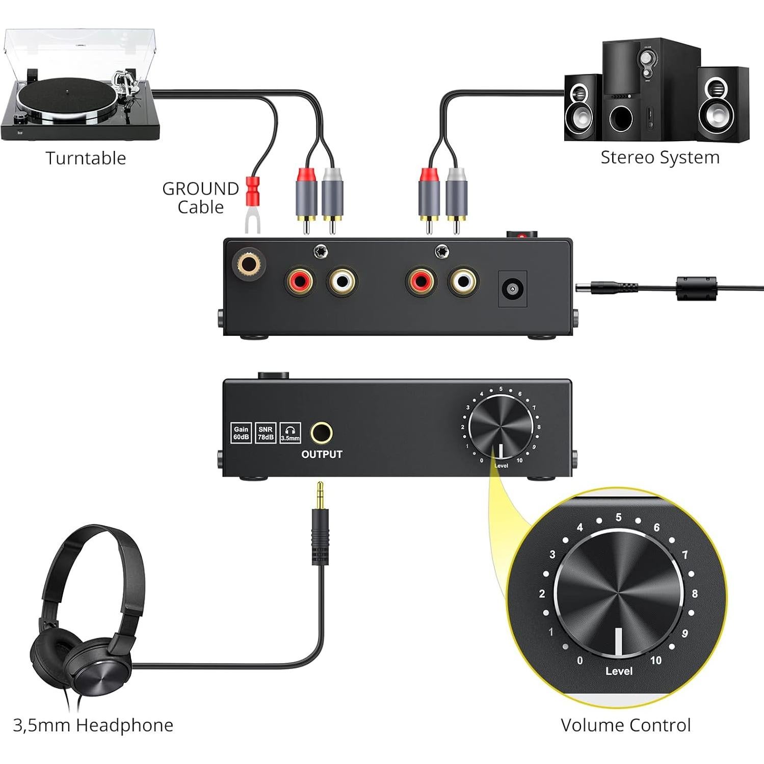 Preamplificador de Phono PROZOR PRR019 con Control de Volumen