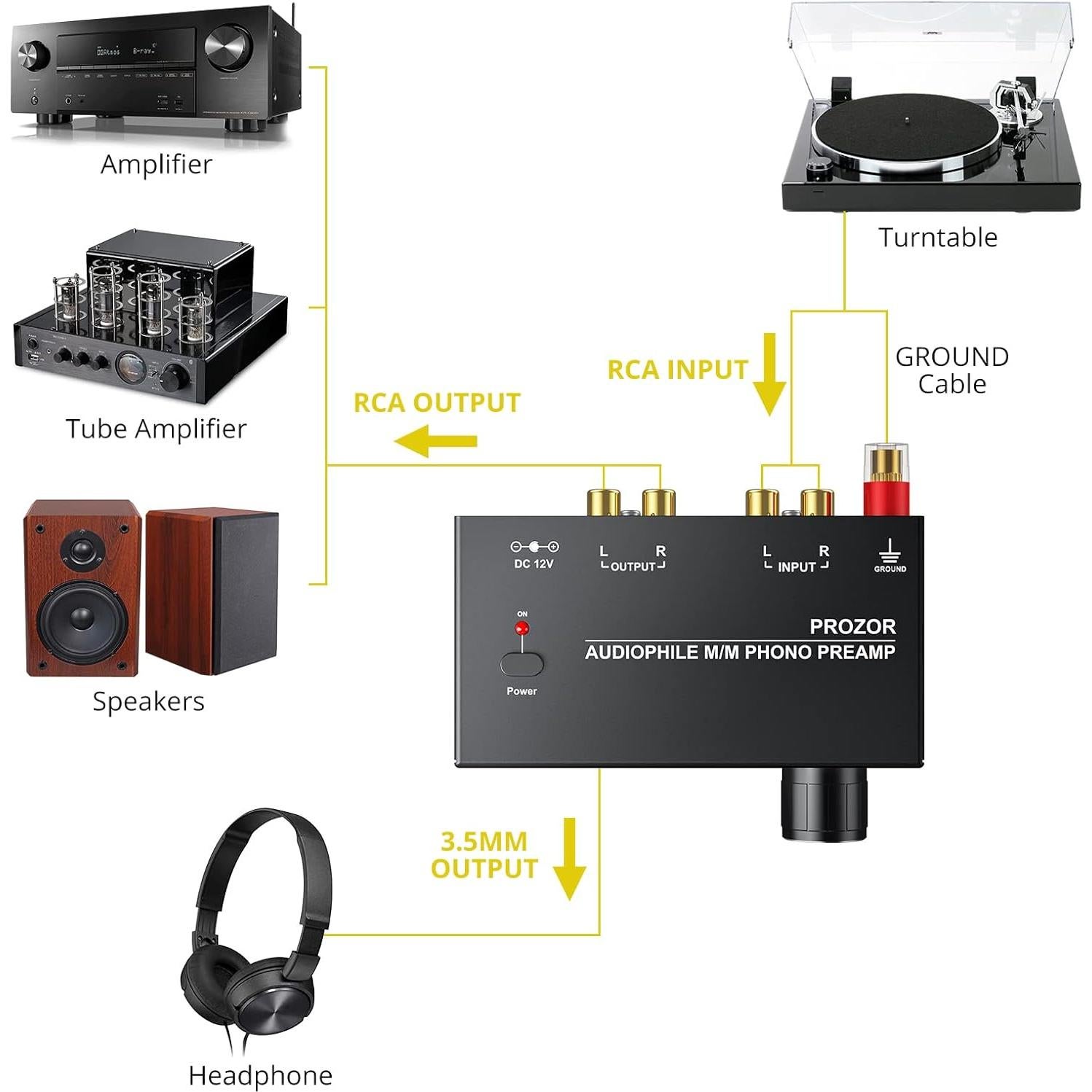 Preamplificador de Phono PROZOR PRR019 con Control de Volumen