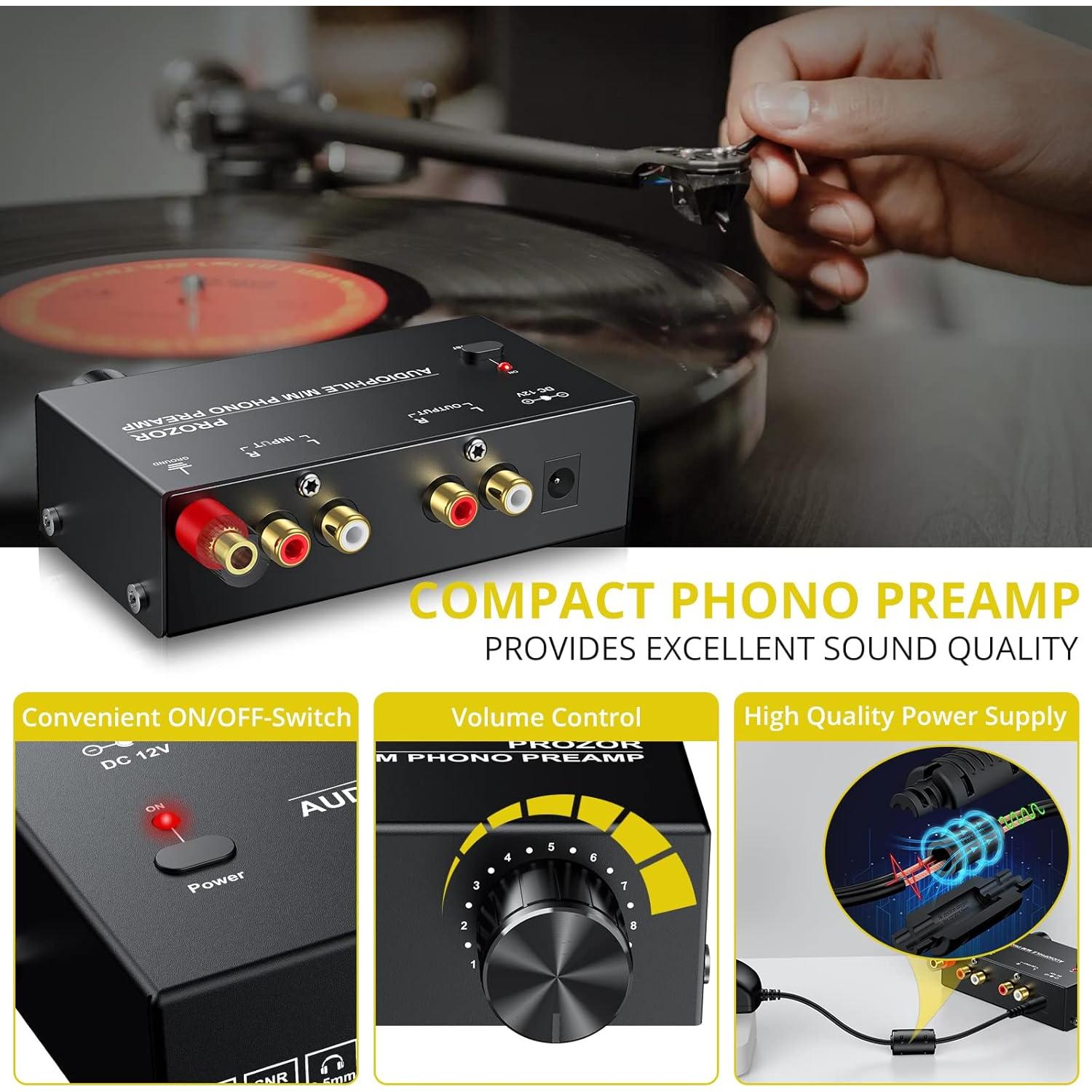Preamplificador de Phono PROZOR PRR019 con Control de Volumen