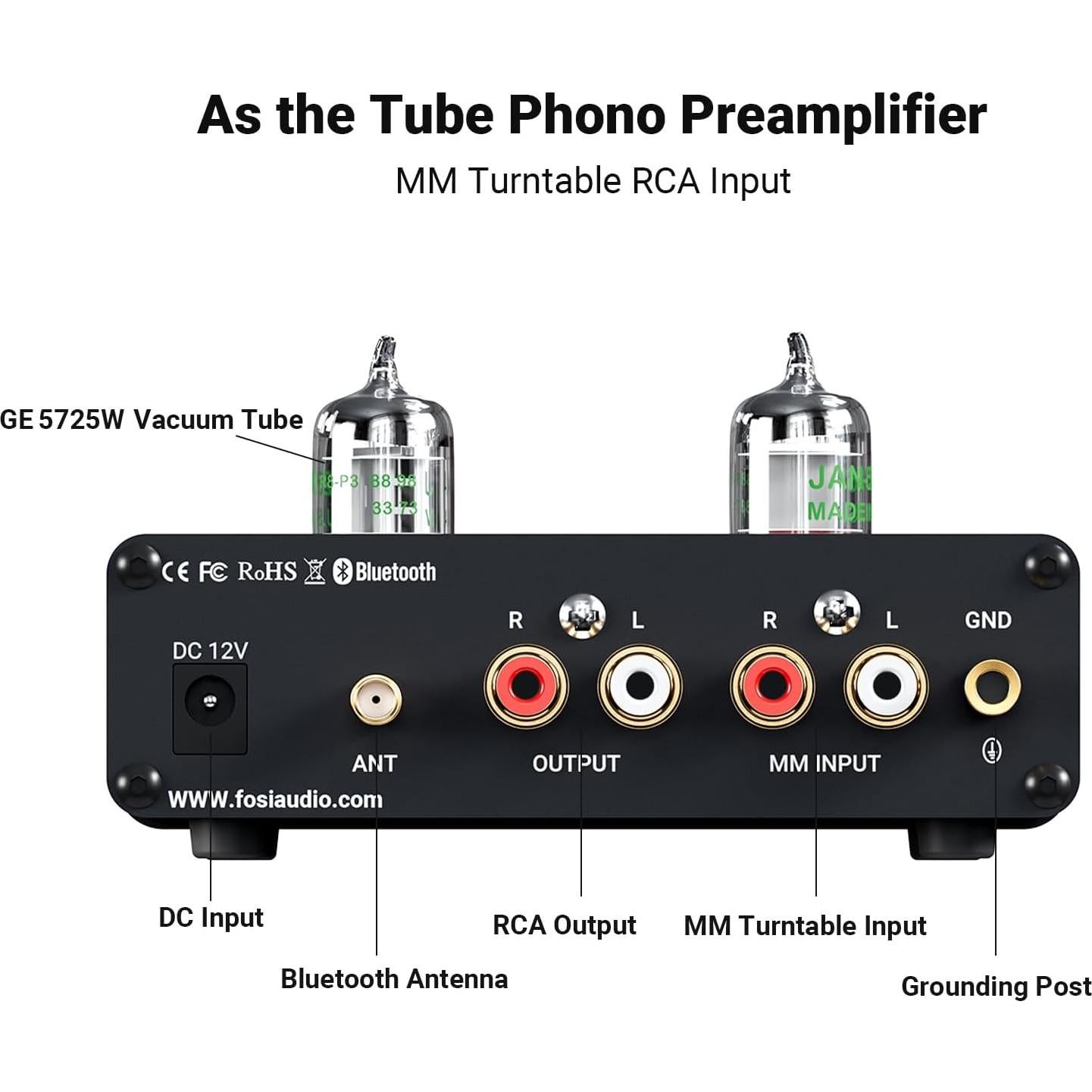 Fosi Audio BOX X3 Preamplificador Phono Bluetooth 5.0 Hi-Fi