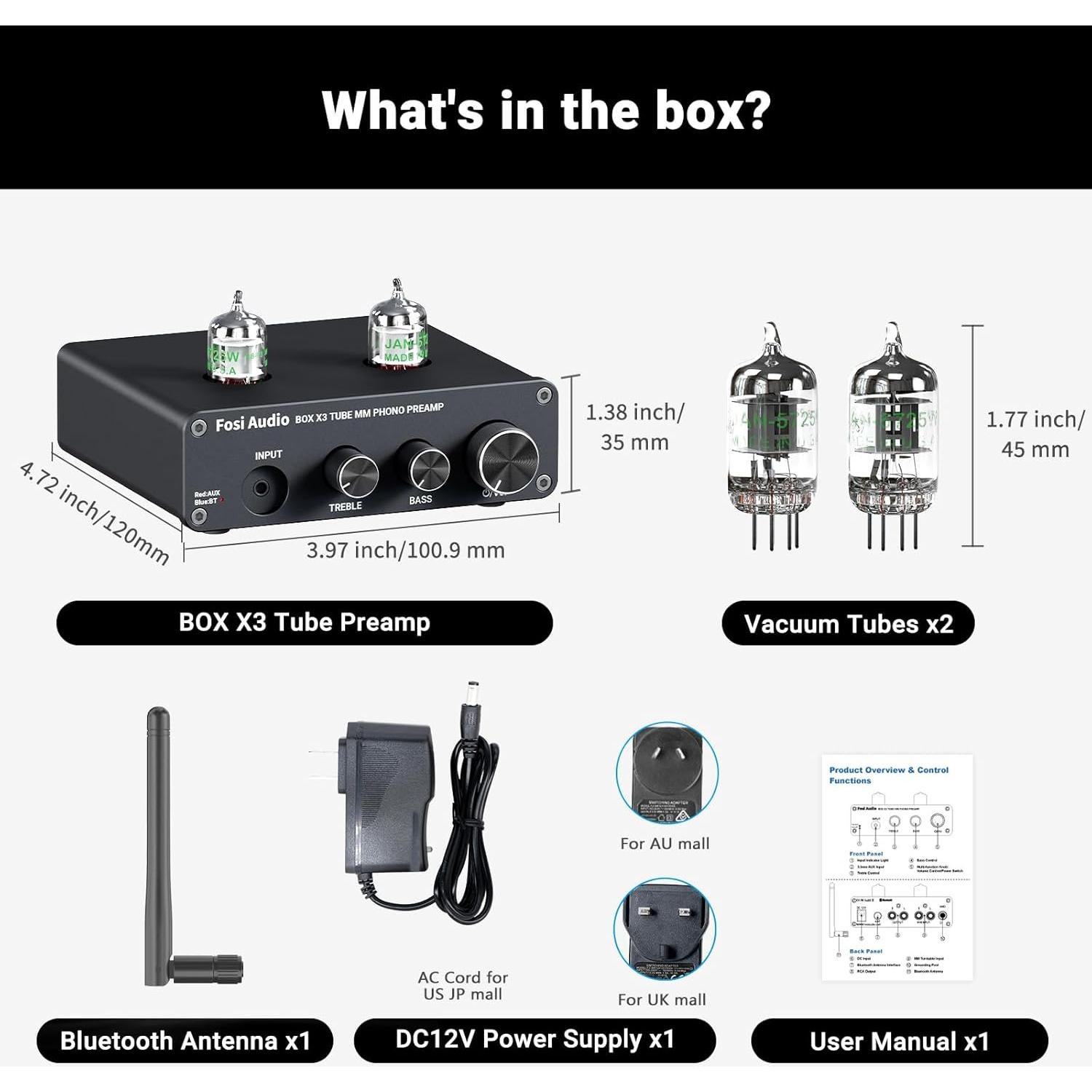 Fosi Audio BOX X3 Preamplificador Phono Bluetooth 5.0 Hi-Fi