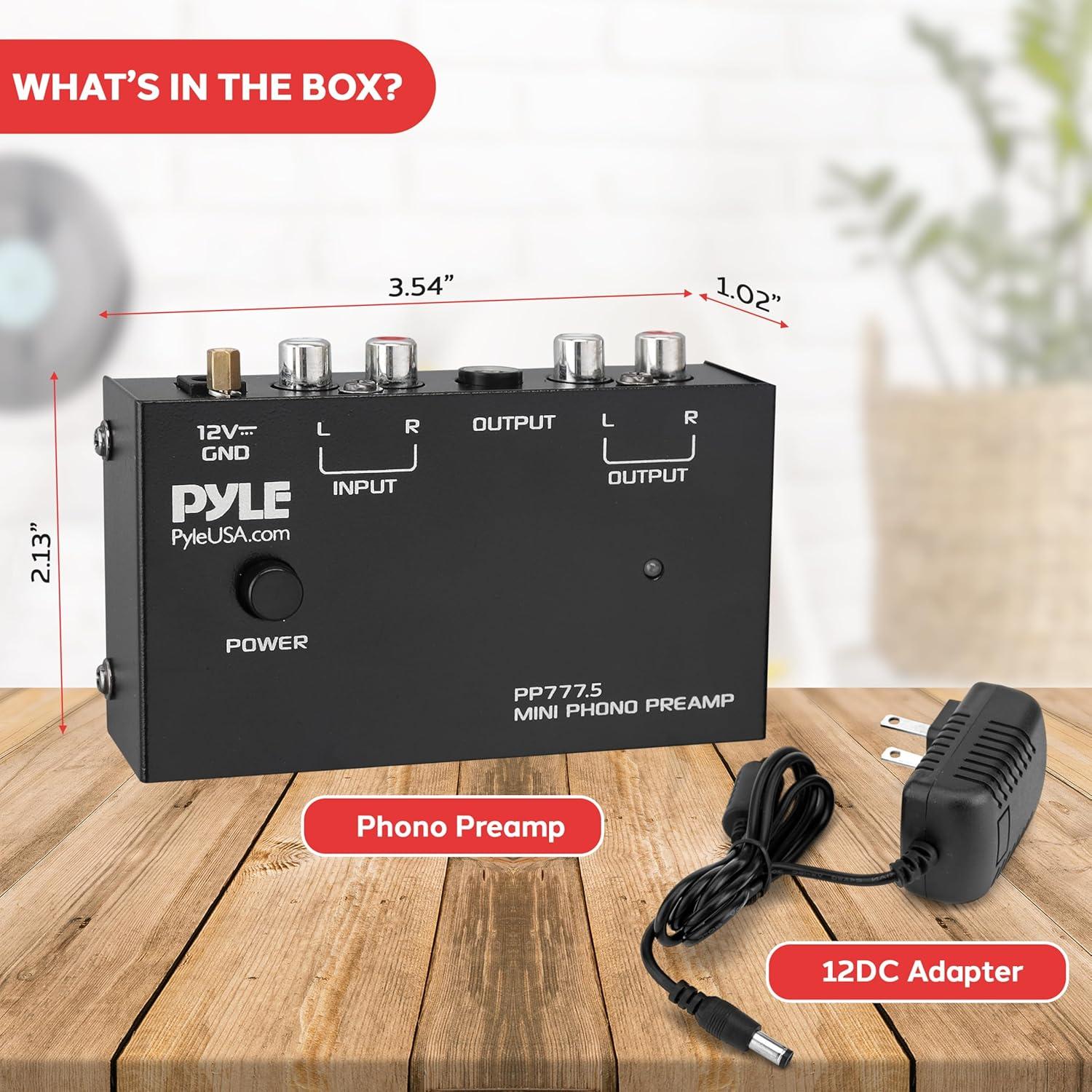 Preamplificador de Audio Estéreo Pyle PP777.5 para Tocadiscos
