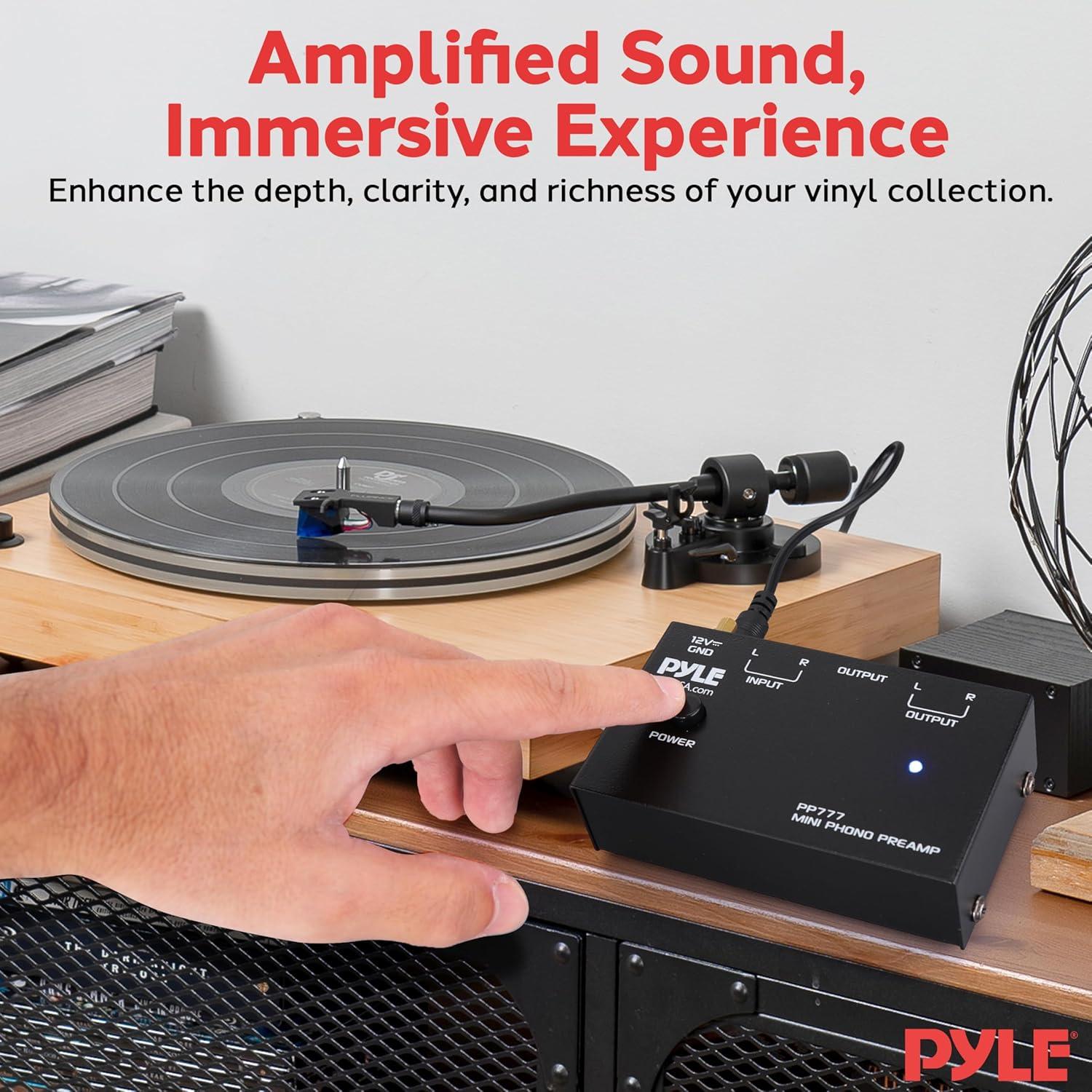 Preamplificador de Audio Estéreo Pyle PP777.5 para Tocadiscos