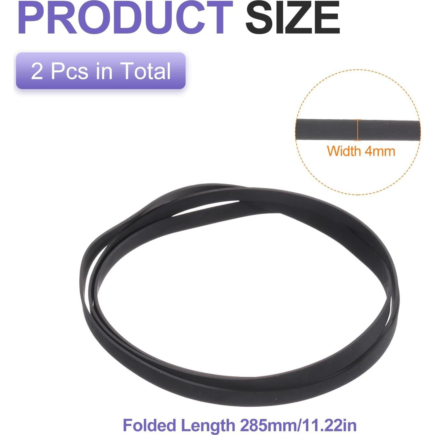 Correas de Goma para Tornamesa uxcell 2 Pcs 285mm x 4mm