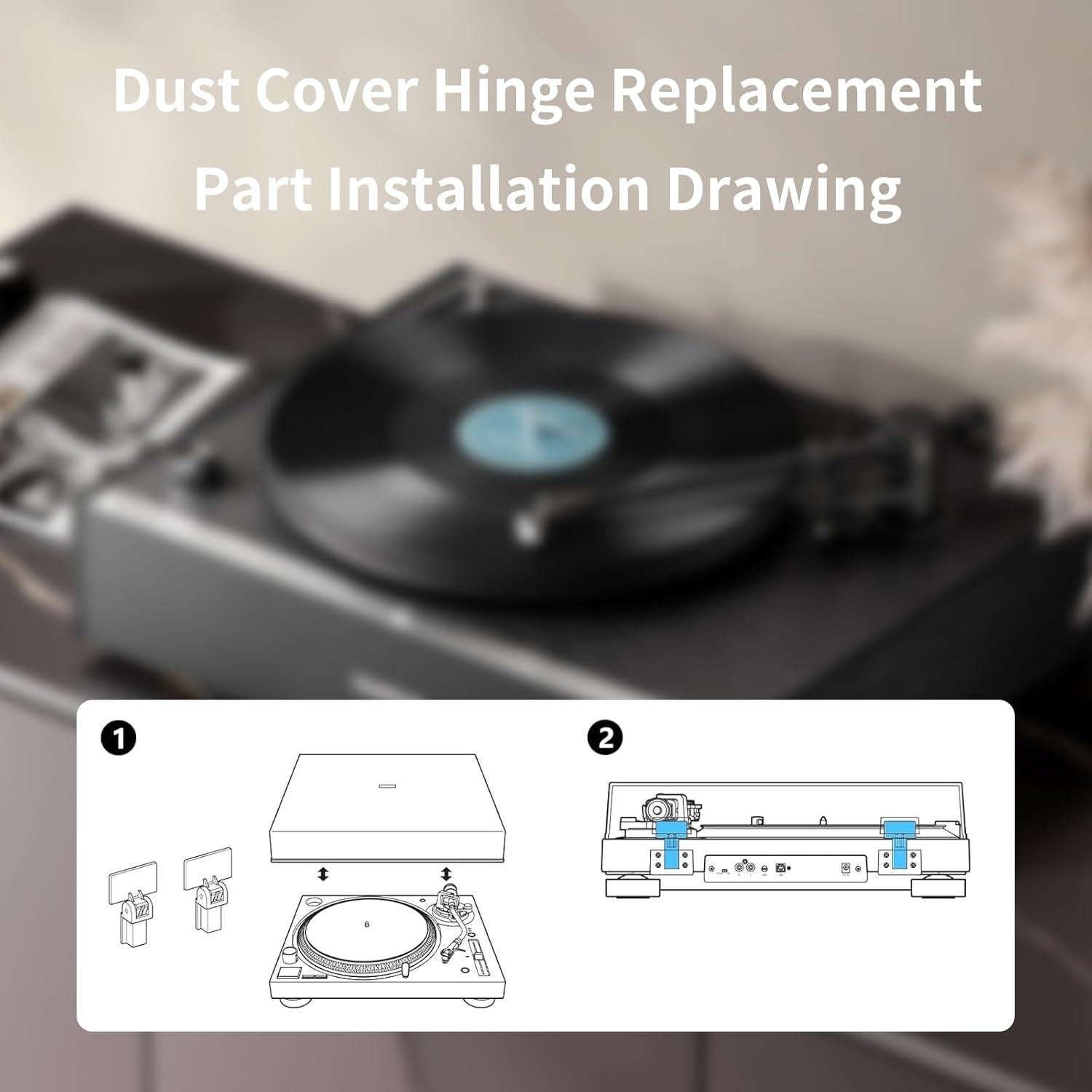 Kit de Accesorios para Tocadiscos AYZAB: Bisagras, Cepillo y Cables