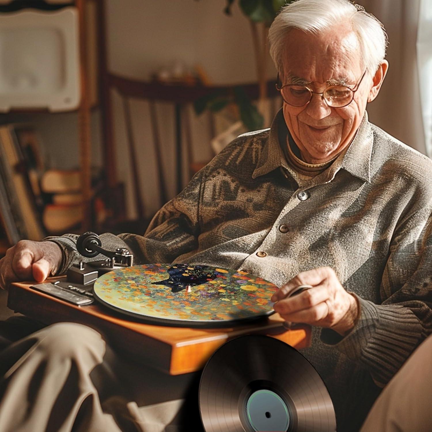 Alfombrilla de Turntable GLENLCWE Gato Floral 30 cm Antiestática