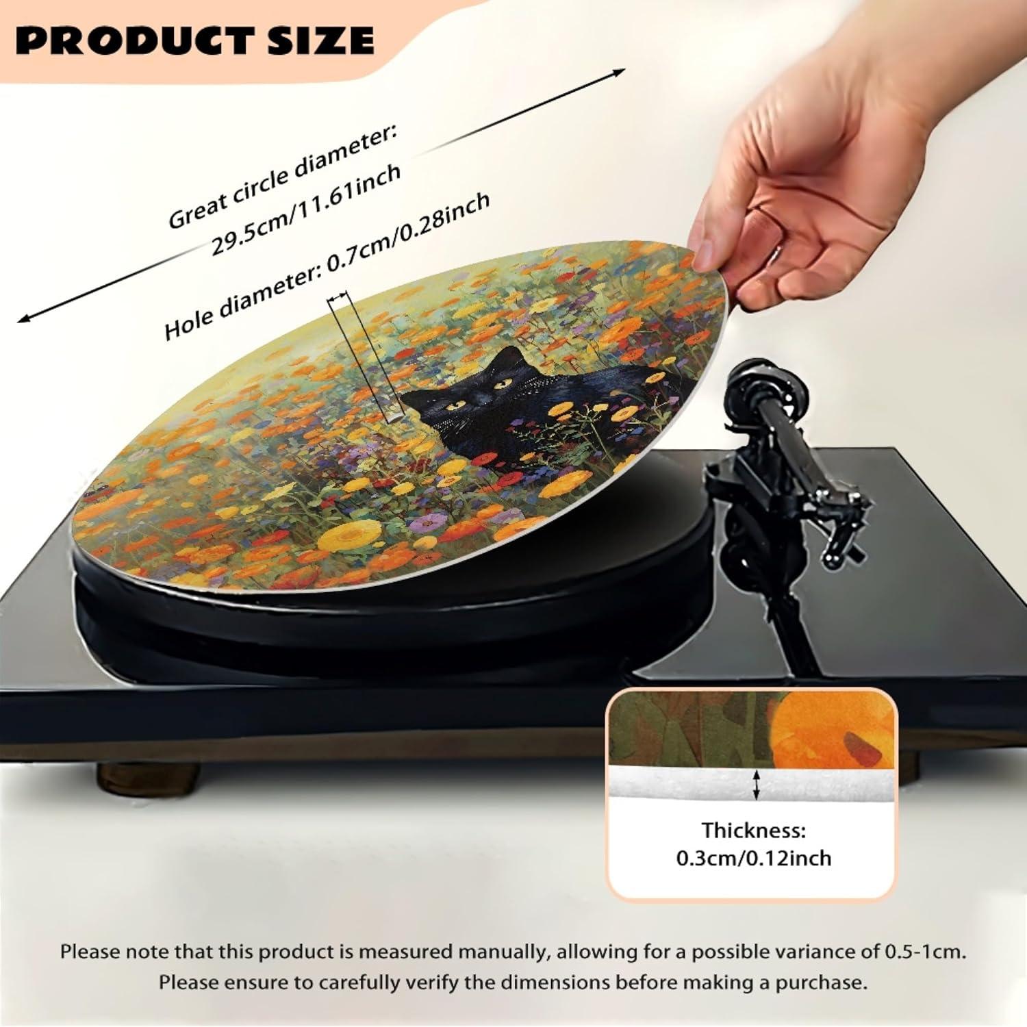 Alfombrilla de Turntable GLENLCWE Gato Floral 30 cm Antiestática