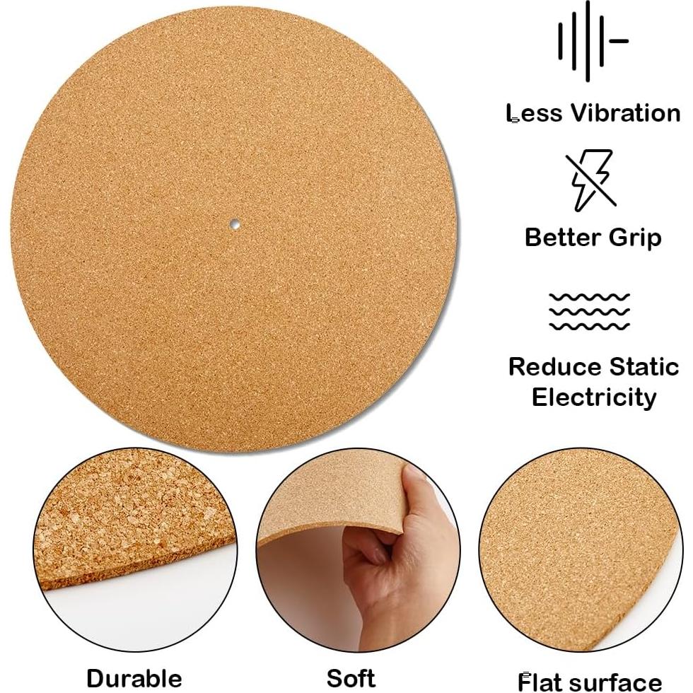 CRASPIRE 3Pcs Alfombrillas de Corcho para Reproductor de Vinilo 29.8cm