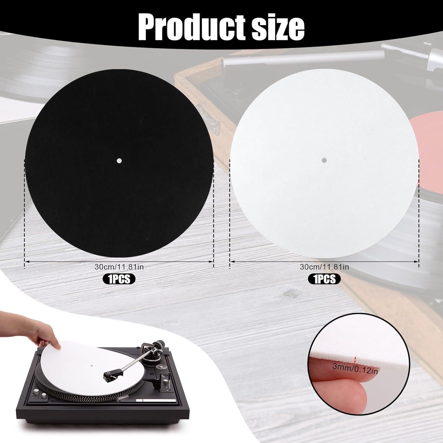 2 Almohadillas de Fieltro Antideslizantes 30x30cm para Tocadiscos
