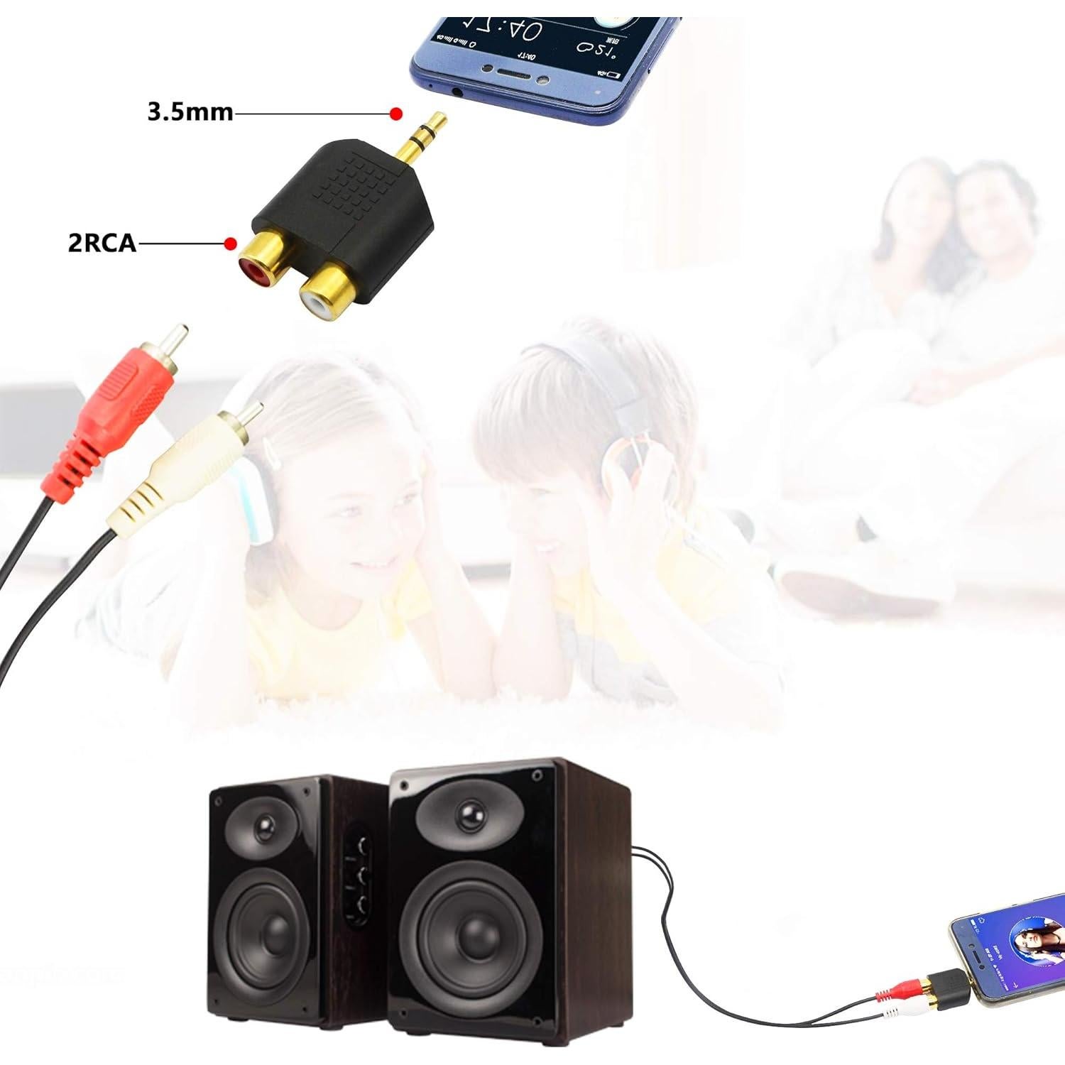 Adaptador de Audio 3.5mm Estéreo a 2RCA CERRXIAN - 2 Pack