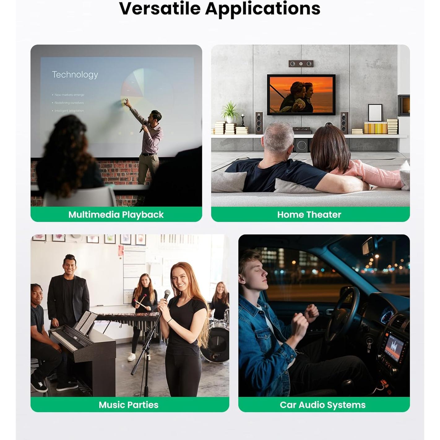 Cable RCA a 3.5mm AUX Tisino 1.5m para Audio Profesional